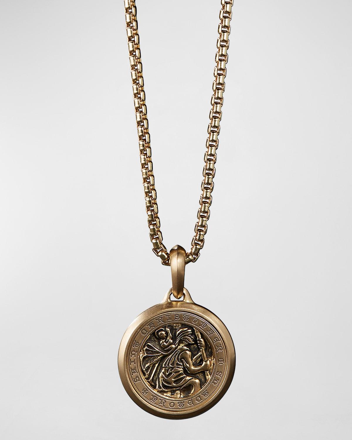 Mens St. Christopher Amulet in 18K Yellow Gold, 34.5mm Product Image