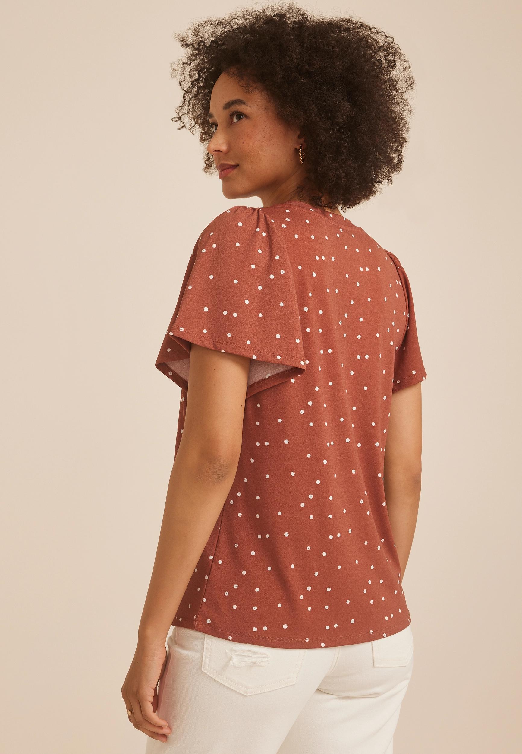 24/7 Charlotte Polka Dot Flutter Sleeve Tee Product Image