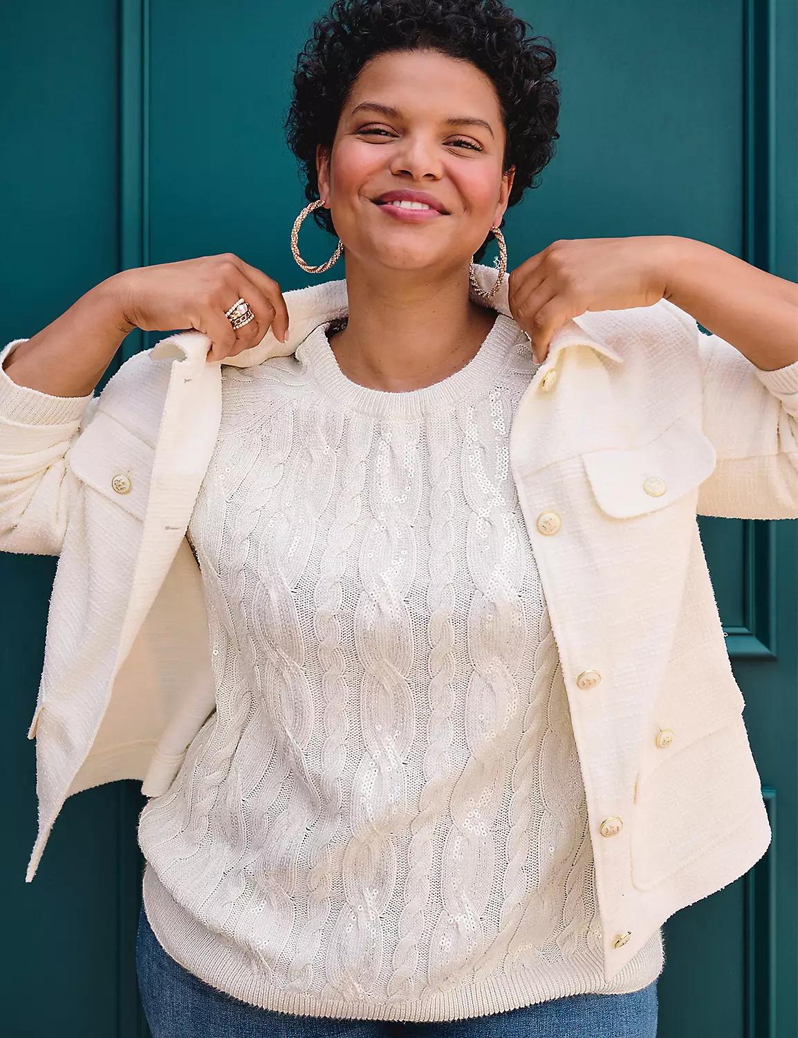 Sequin Cable Knit Sweater Product Image