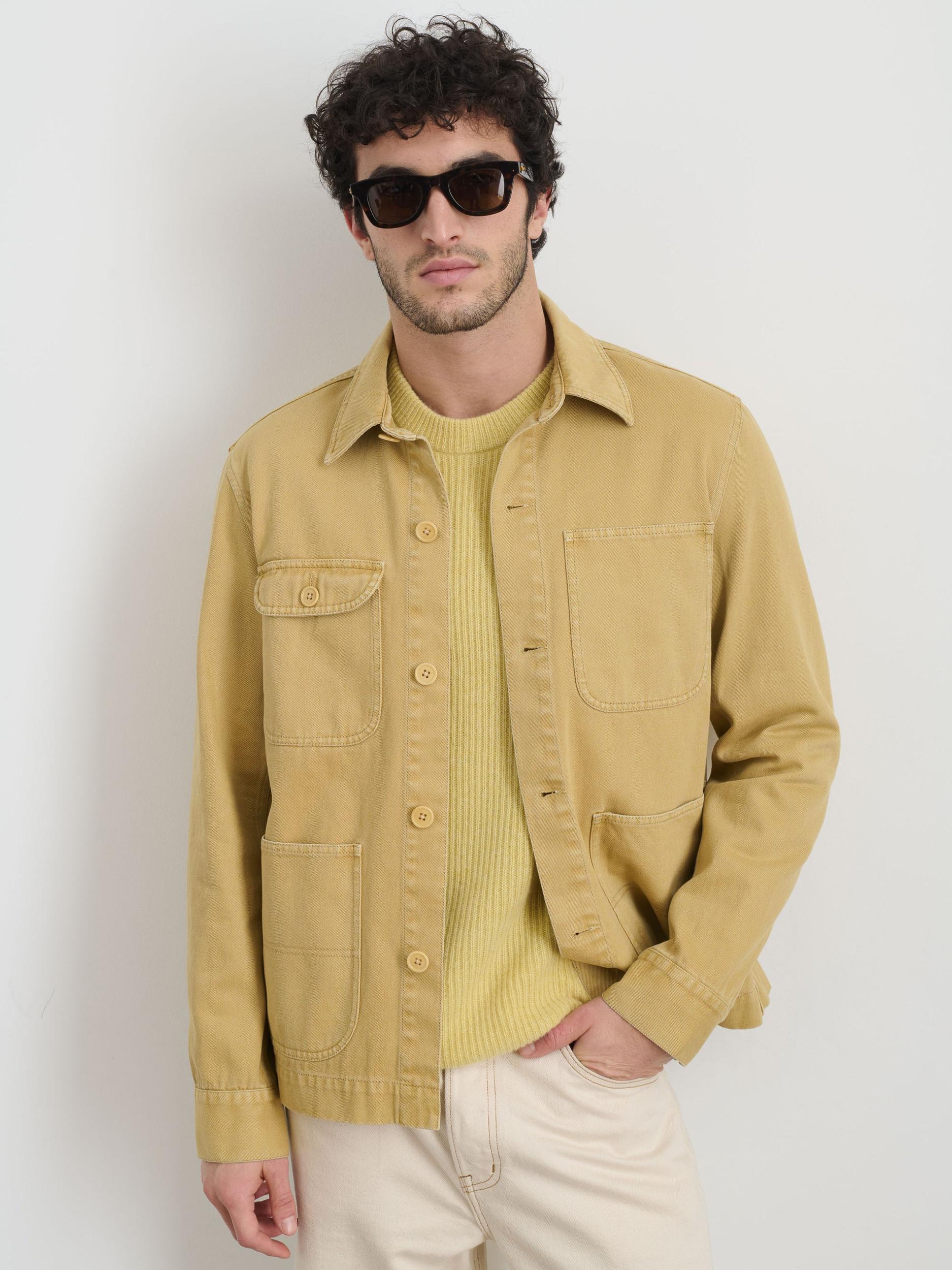 Garment Dyed Work Jacket in Recycled Denim Product Image