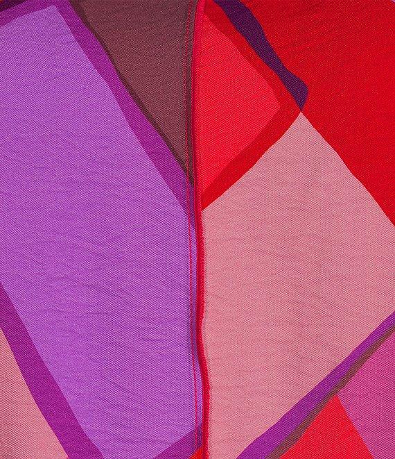 IC Collection Plus Size Woven Abstract Print Boat Neck 3/4 Sleeve Asymmetrical Hem Tunic Product Image