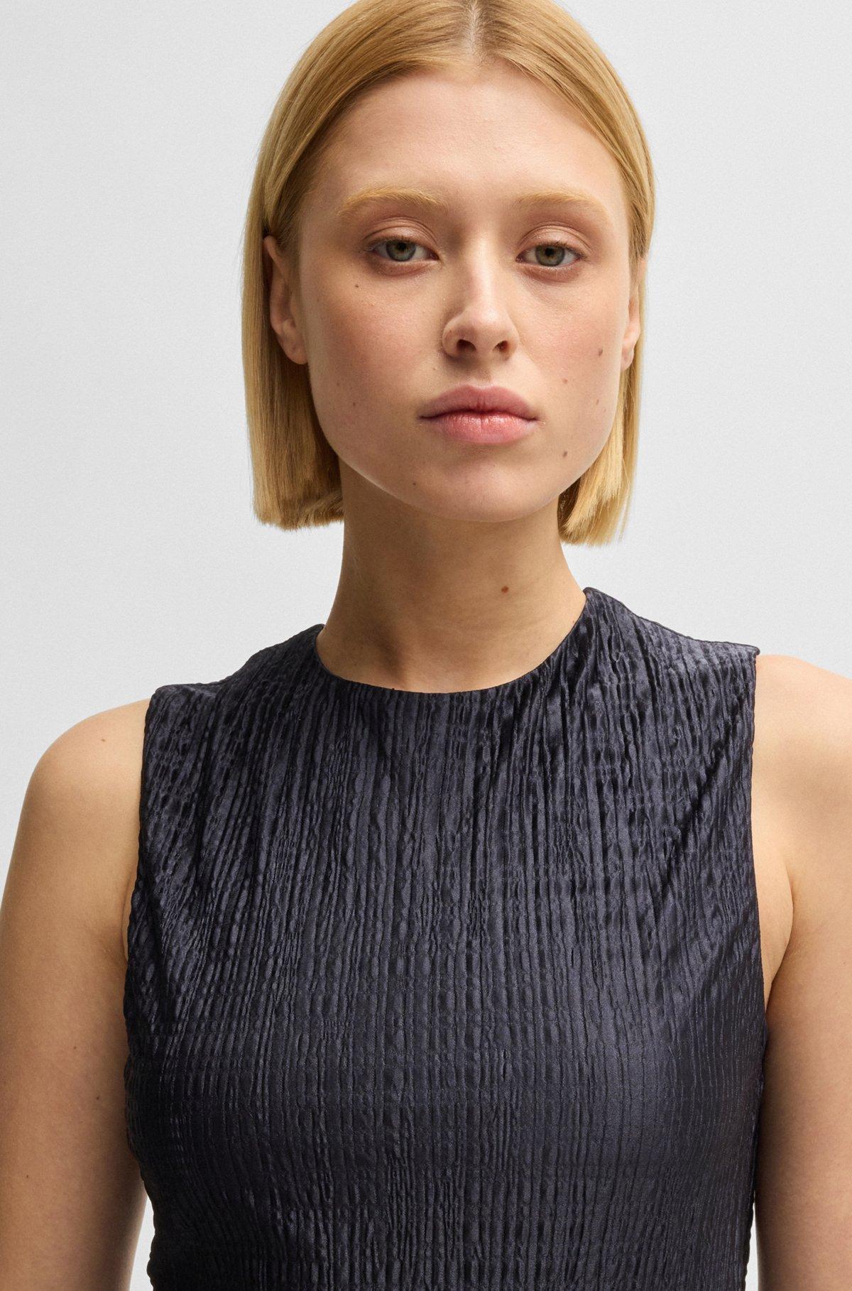 BOSS - Plissé dress with layered effect - Dark Blue Product Image