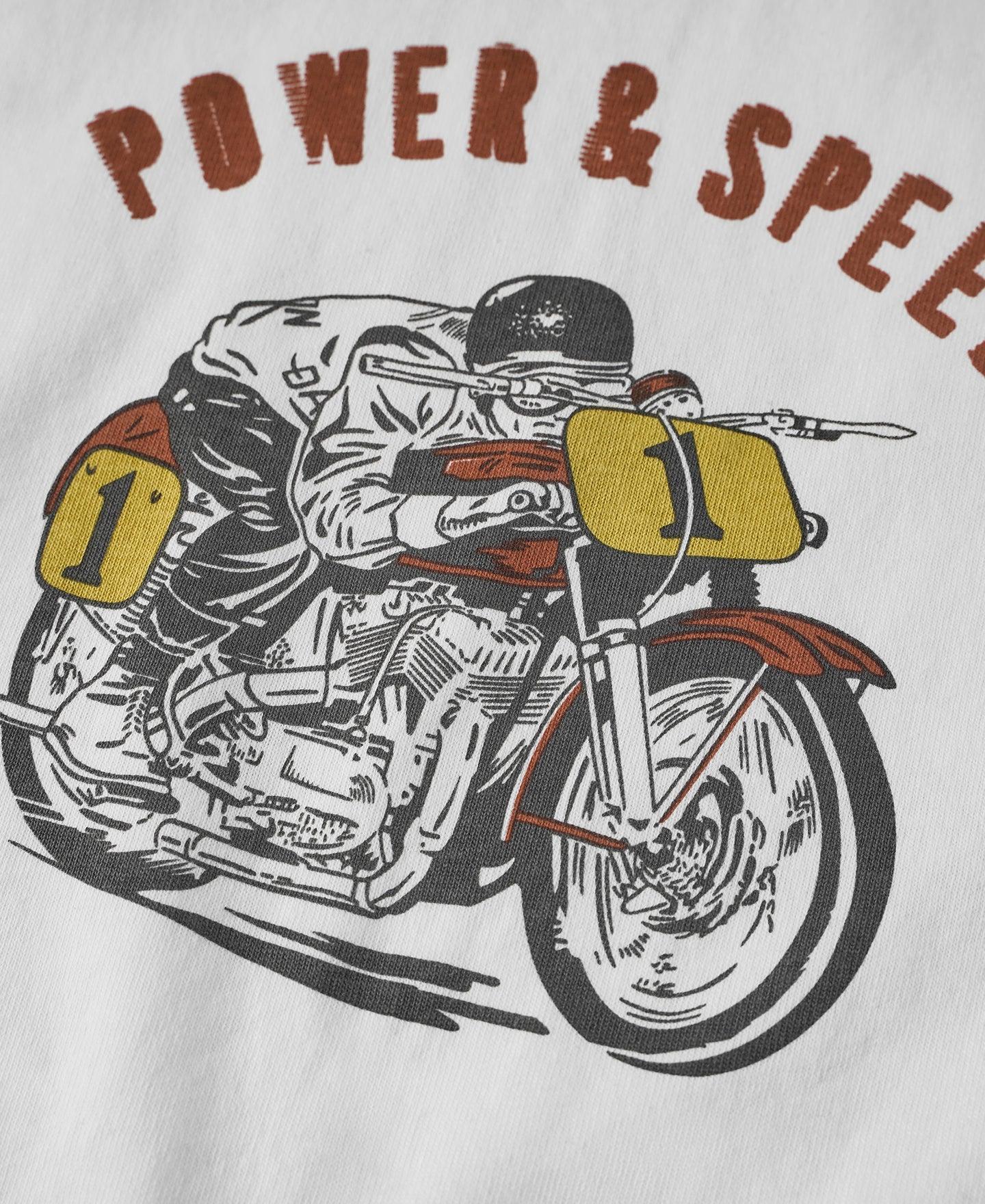 Retro Motorcycle Graphic T-Shirt - White Product Image
