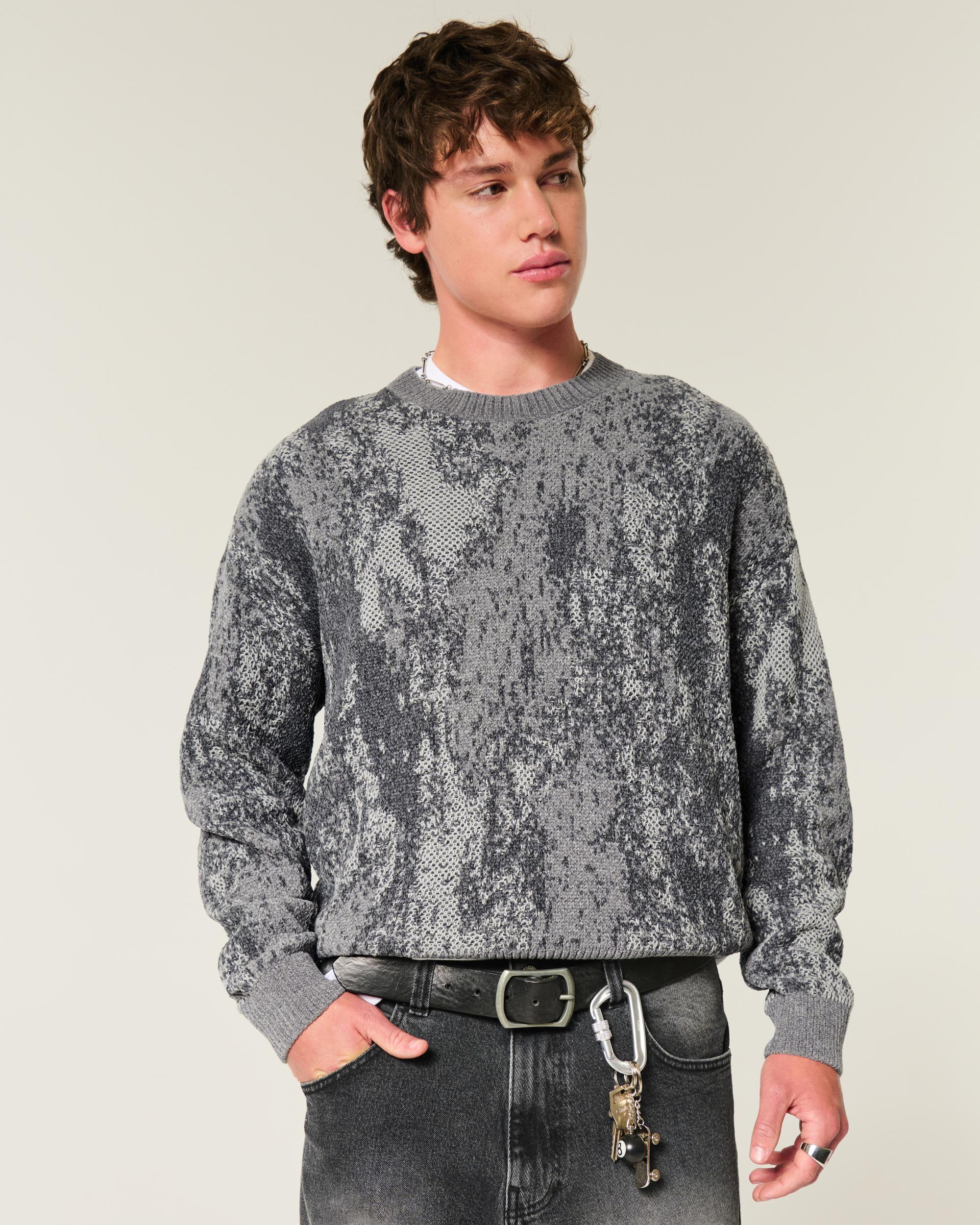 Boxy Cable-Knit Crew Sweater Product Image