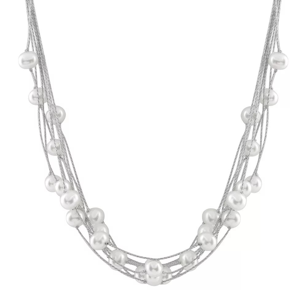 Sterling Silver Freshwater Cultured Keshi Pearl Cord Necklace, Women's, Size: 18" Product Image