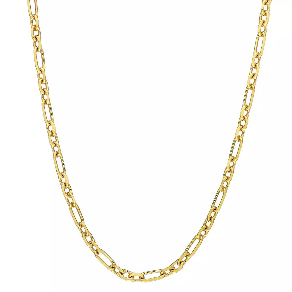 Stella Grace Sterling Silver 6 mm Figaro Chain Necklace, Womens 18k Gold Plated Product Image