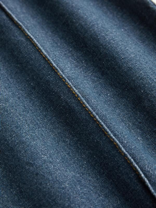 Washed Splice Piping Detail Drawstring Boyfriend Jeans Product Image