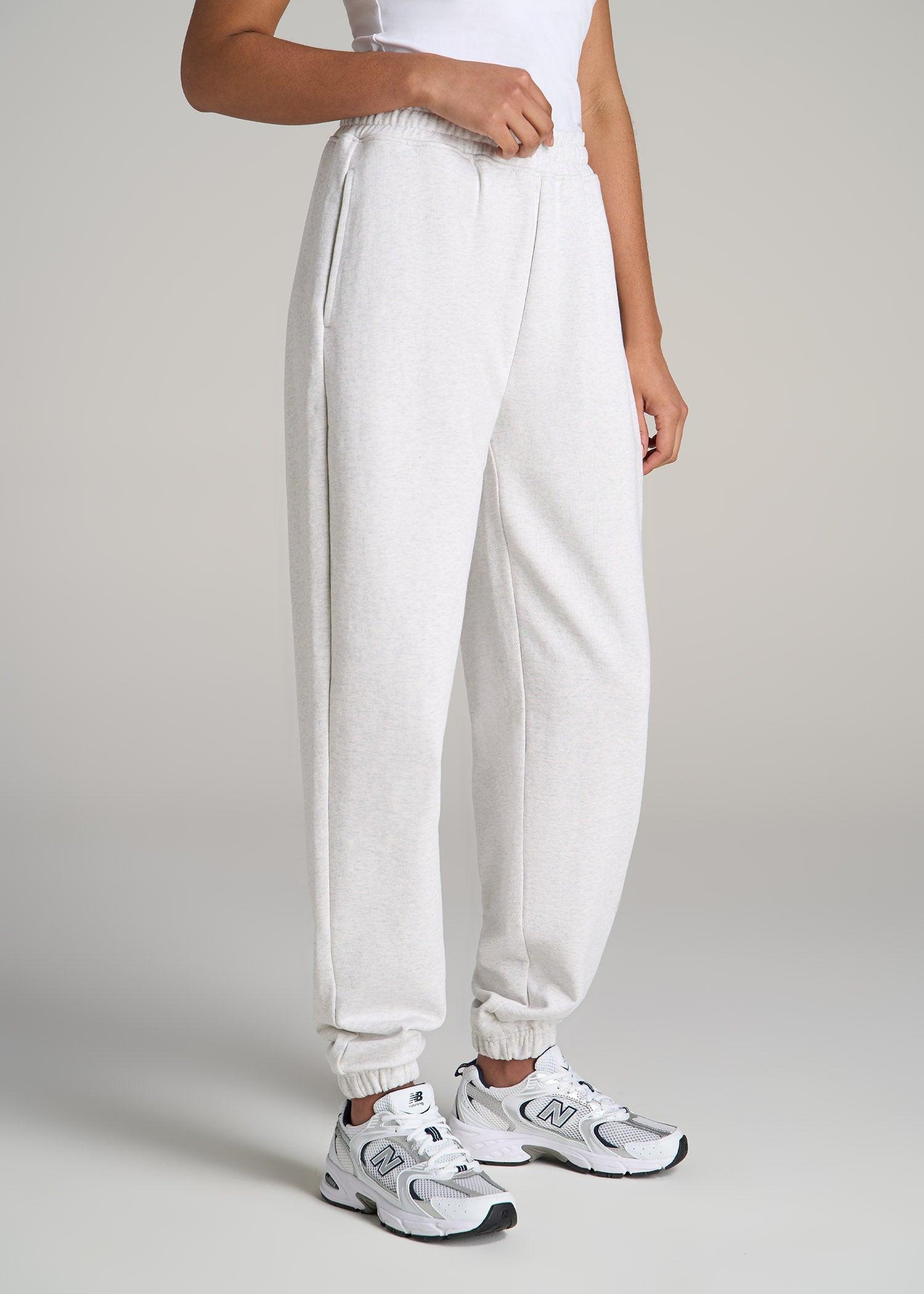 Wearever Oversized French Terry Joggers for Tall Women in Heather Cloud White Product Image