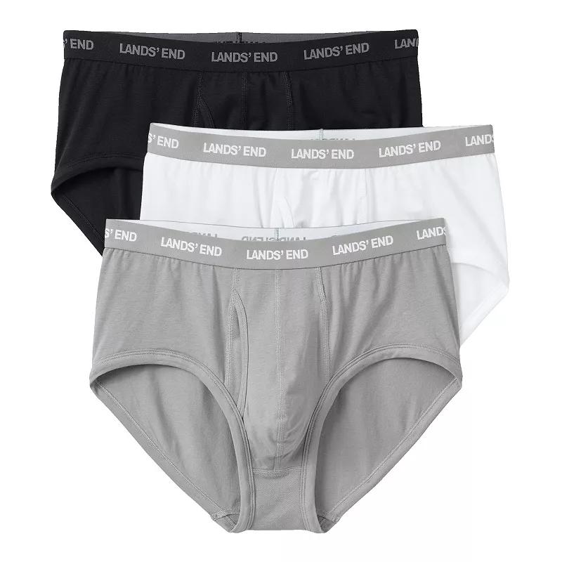 Men's Lands' End 3-Pack Comfort Briefs, Size: Medium, Black Gray Product Image