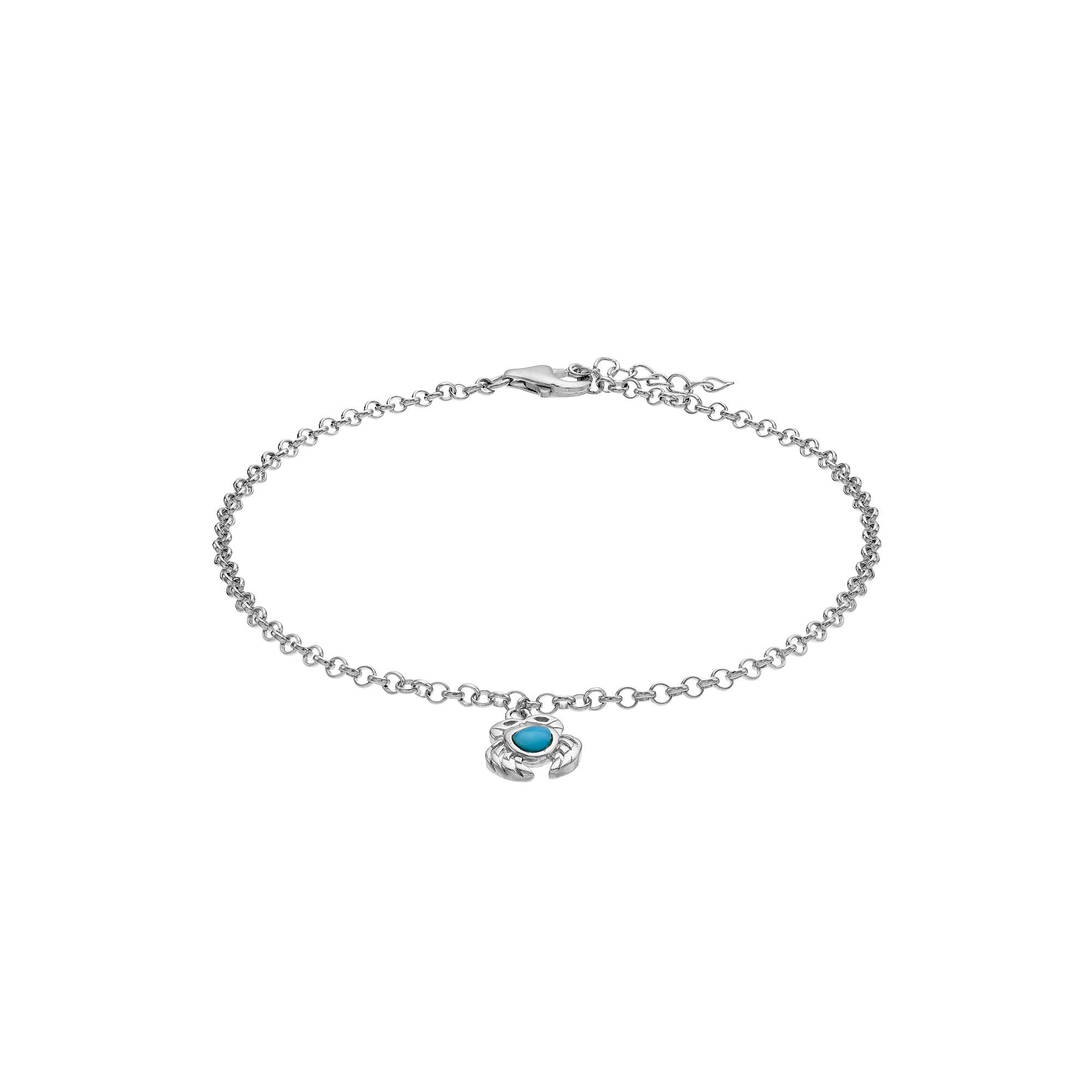 Sterling Silver Larimar Crab Anklet, Women's Product Image