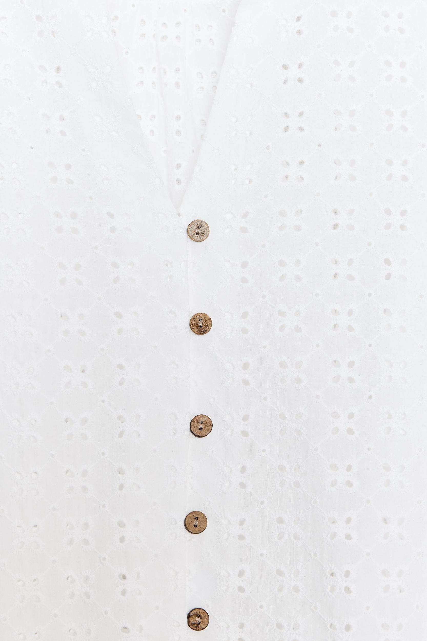 SHORT SLEEVE EYELET EMBROIDERED SHIRT Product Image