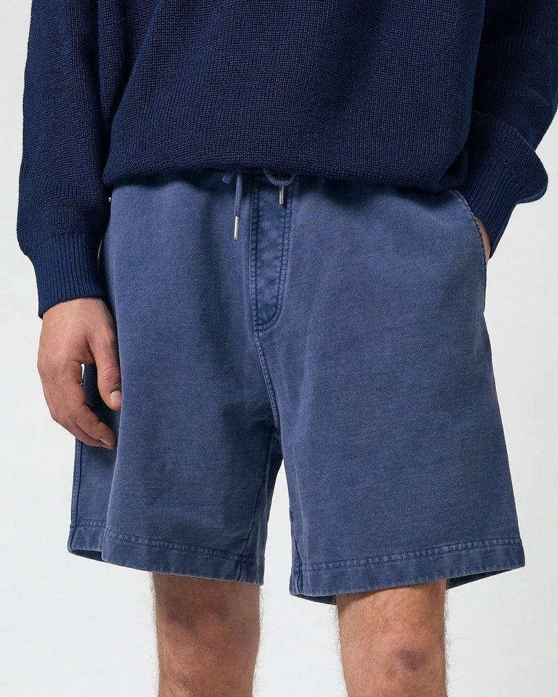 French Terry Garment Dyed Shorts - Blue Product Image