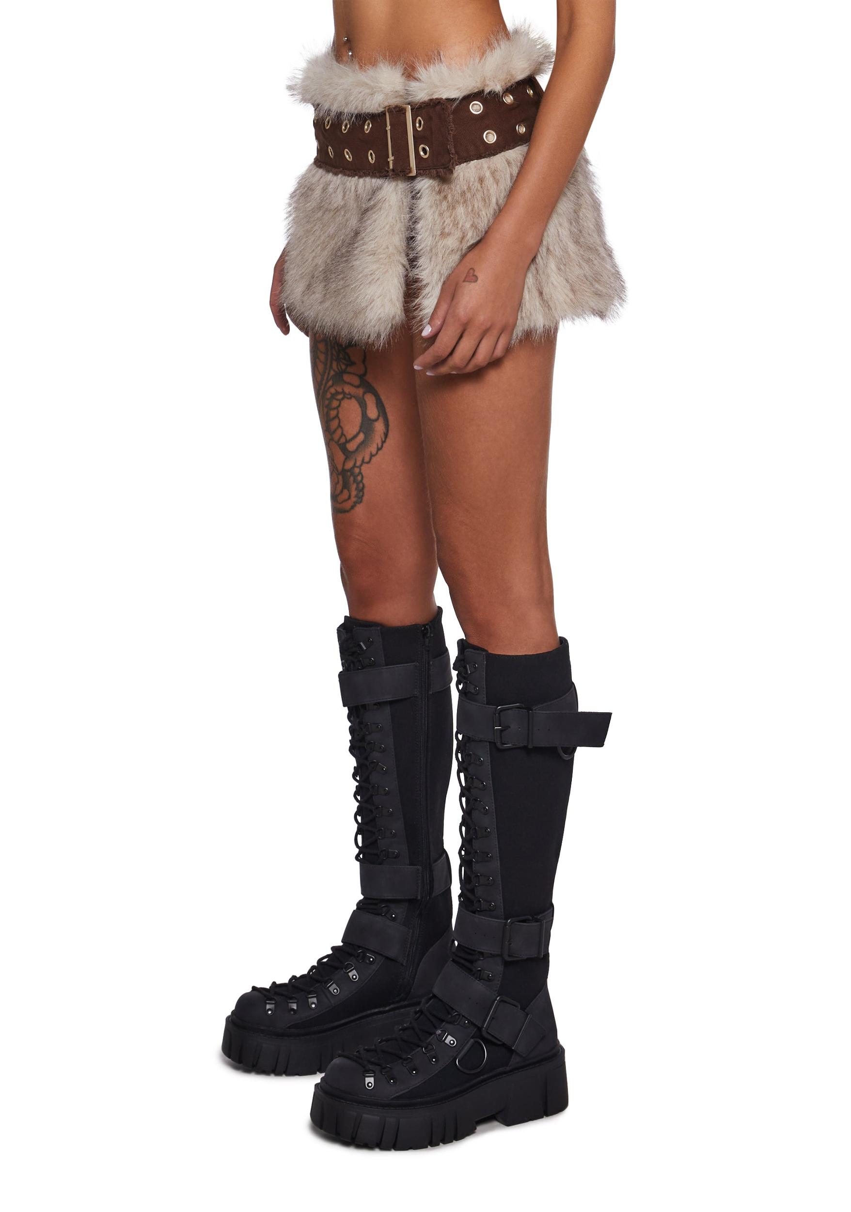 Womens Faux Fur Wrap Skirt Darker Wavs - Brown Product Image