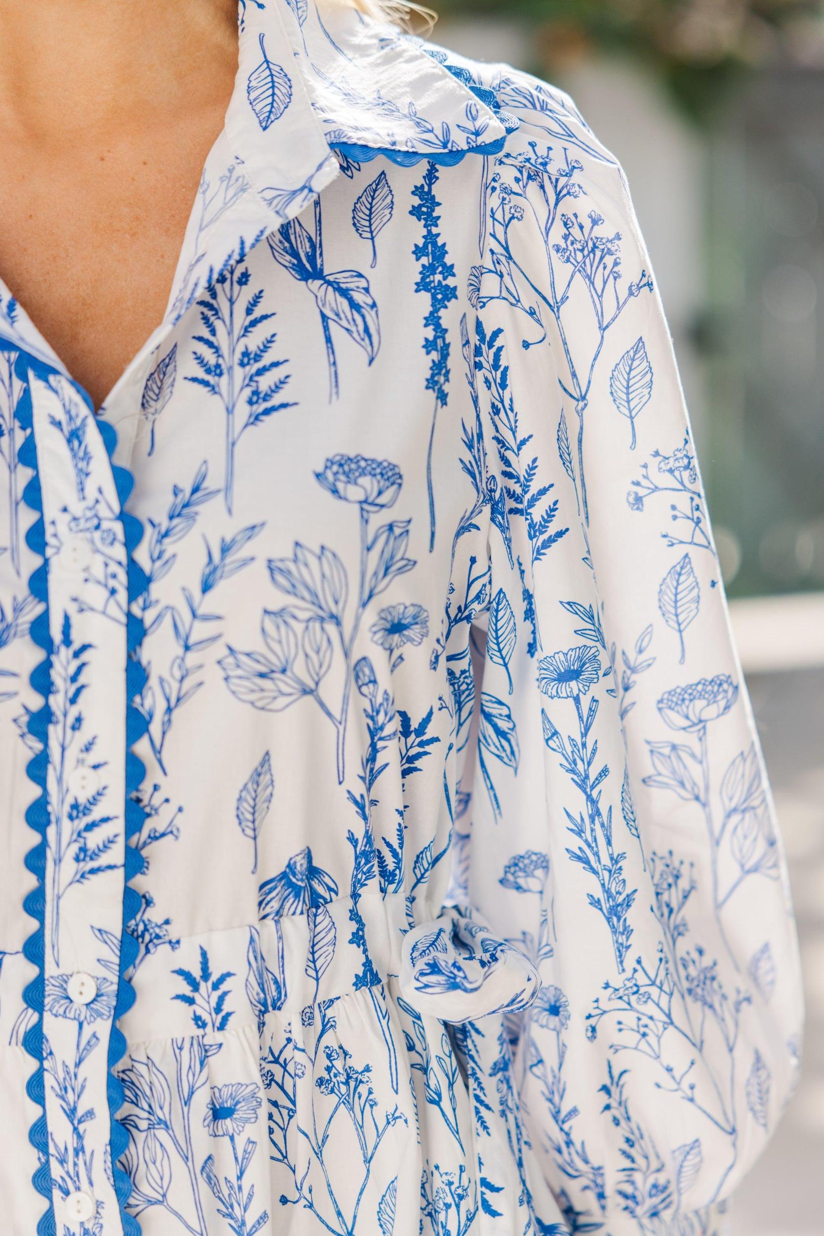 The Timeless Blue Floral Dress Female Product Image