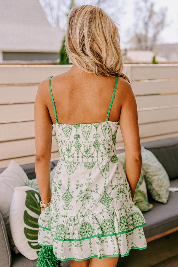 Vacay Villa Eyelet Mini Dress in Green Product Image