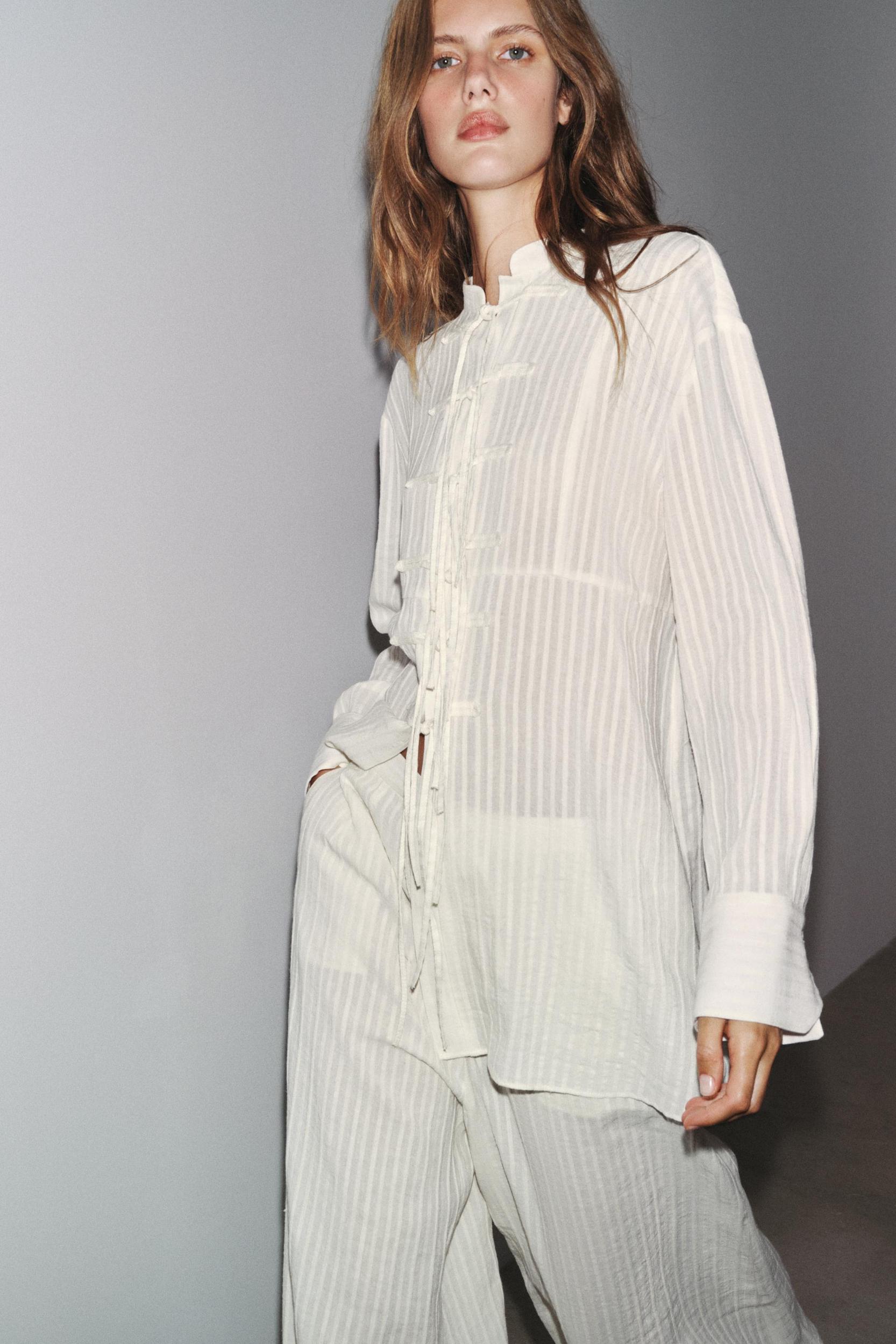 ZW COLLECTION STRIPED SHIRT WITH TIES Product Image