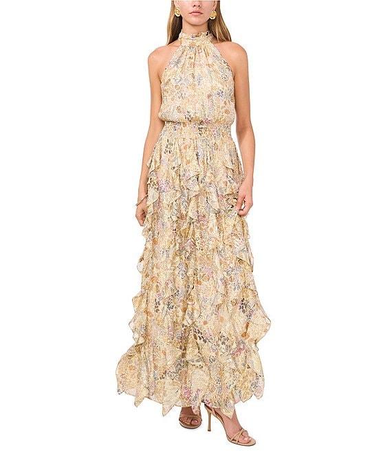 1. STATE Flounce Cascading Cathay Spice Print Maxi Dress Product Image