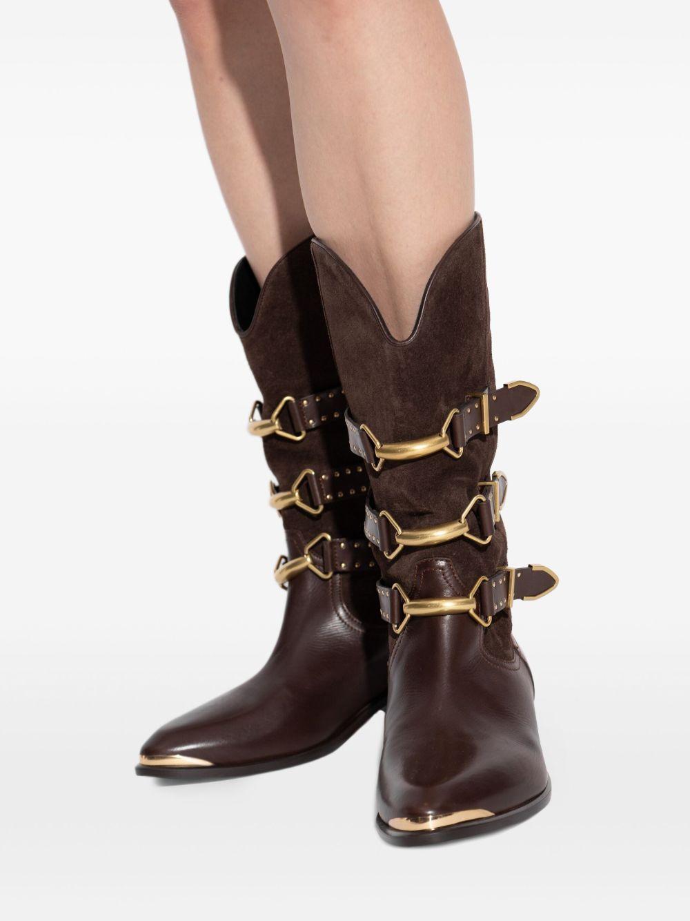 30mm buckle-detail suede leather boots Product Image