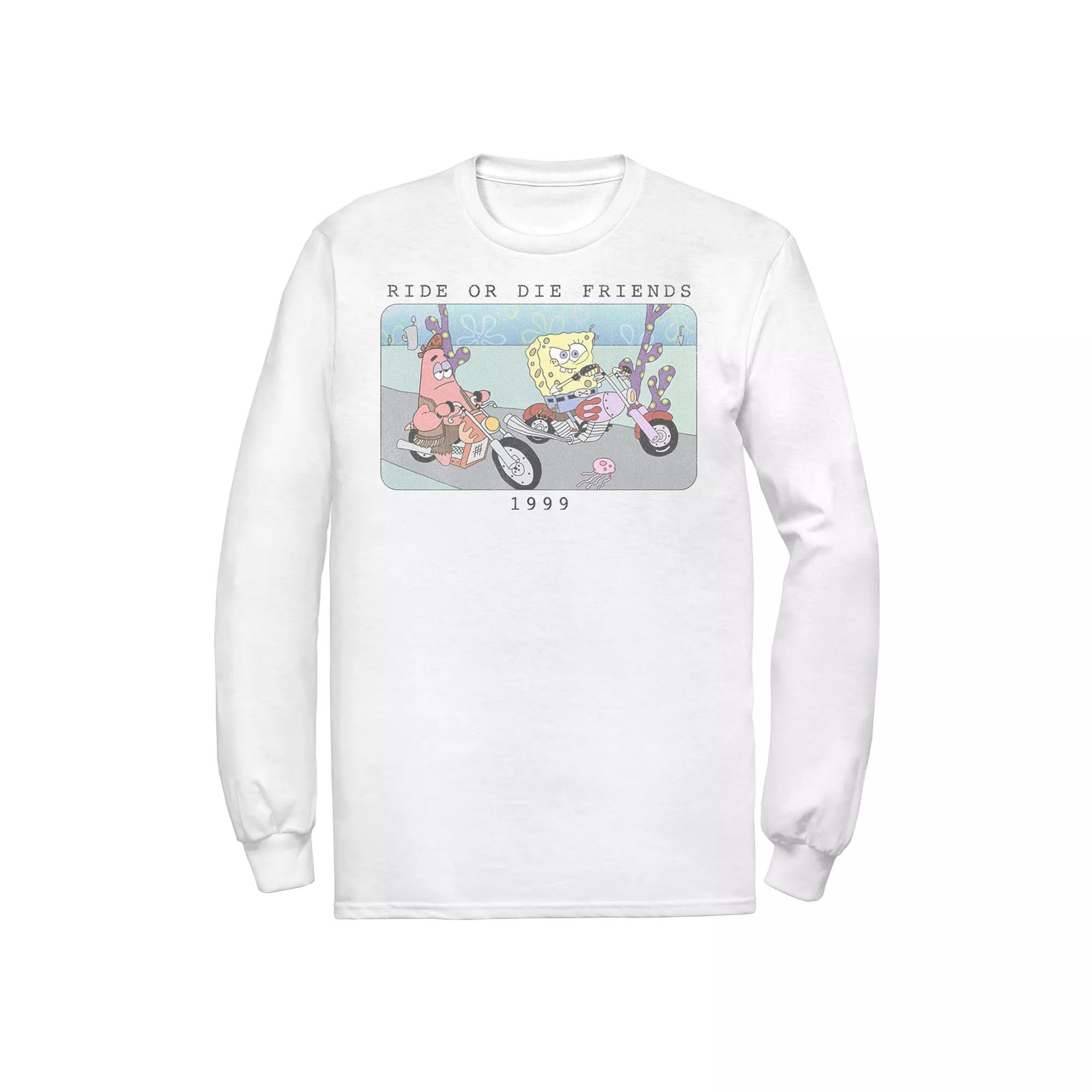 Men's Nickelodeon SpongeBob SquarePants Ride Or Die Friends 1999 Portrait Long Sleeve Graphic Tee,  Product Image