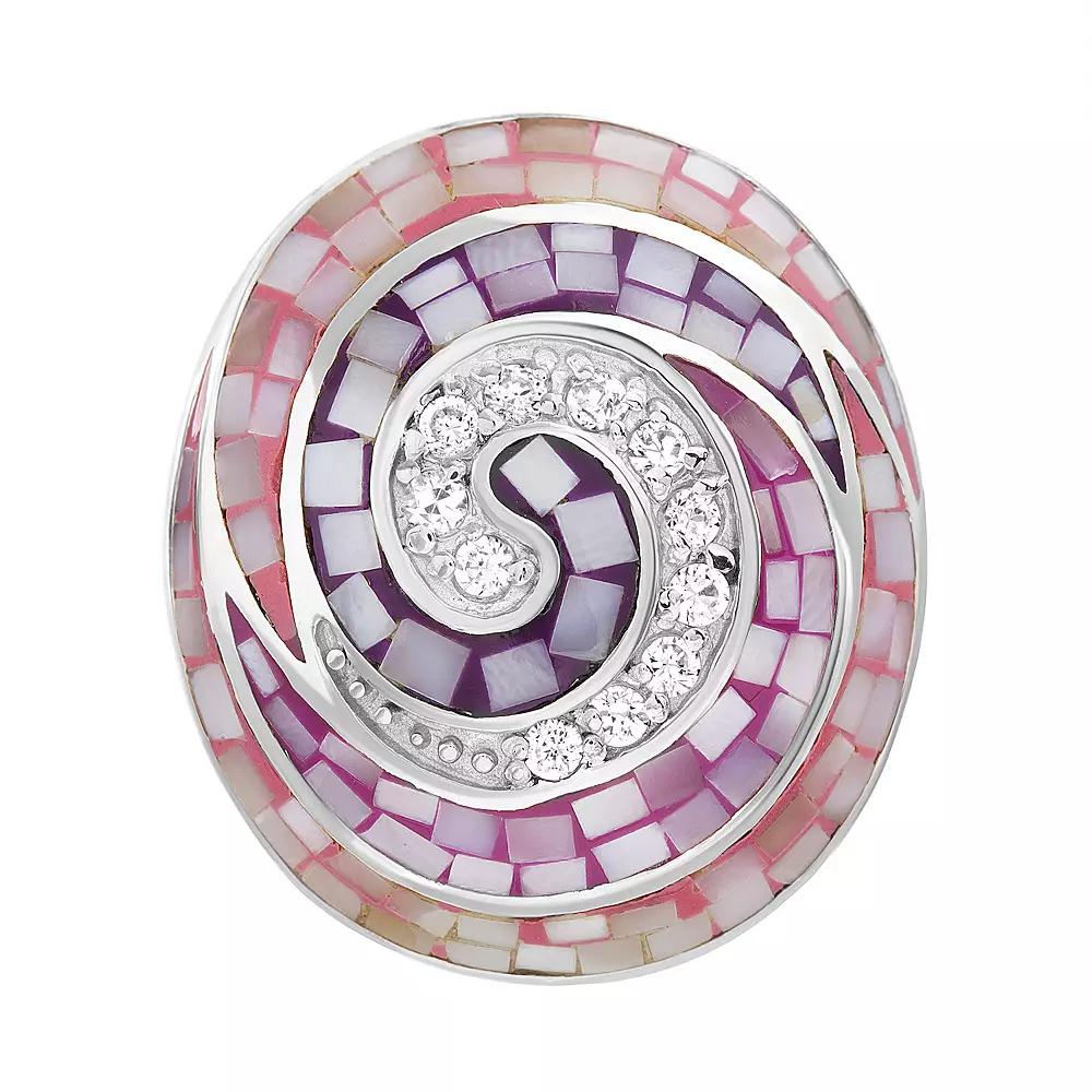 Sterling Silver Mother-of-Pearl Mosaic Ring, Women's, Size: 8 Product Image