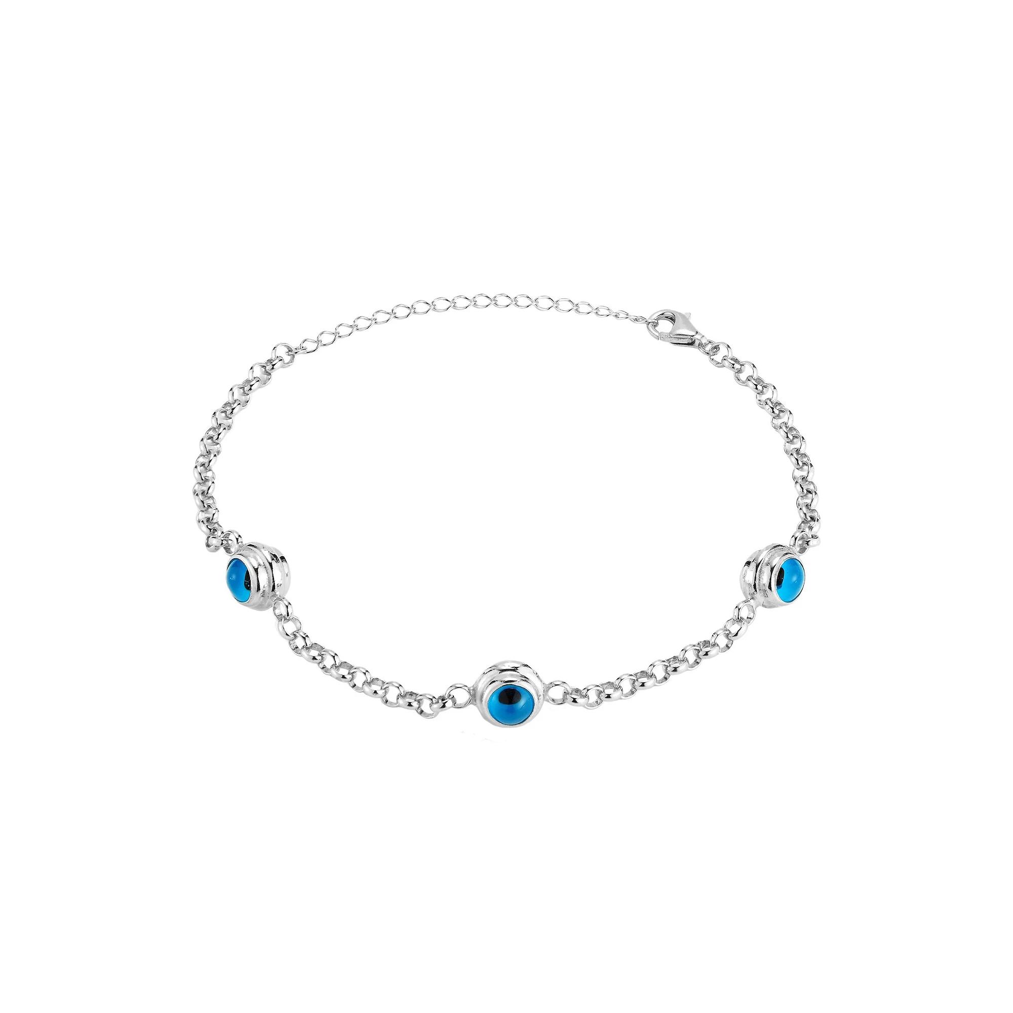 Sunkissed Sterling Triple Evil Eye Bracelet, Women's, Silver Tone Product Image