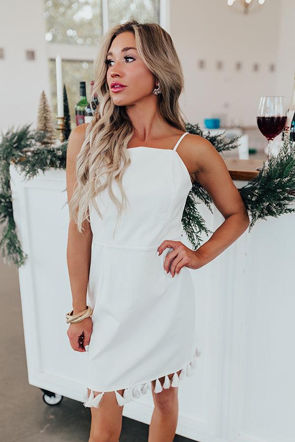 Peak Party Vibes Tassel Mini Dress in White Product Image