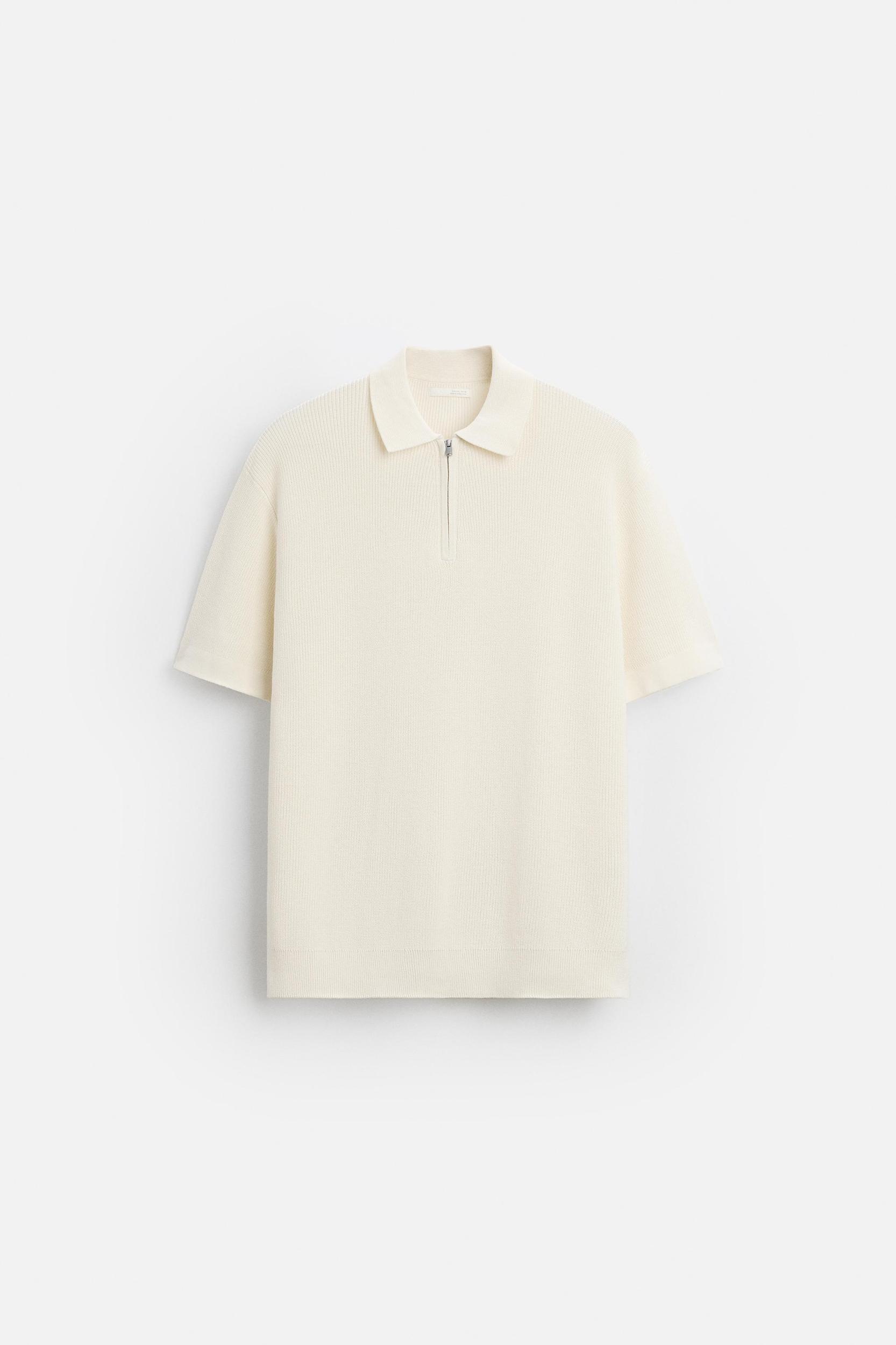 PURL KNIT ZIPPER POLO SHIRT Product Image