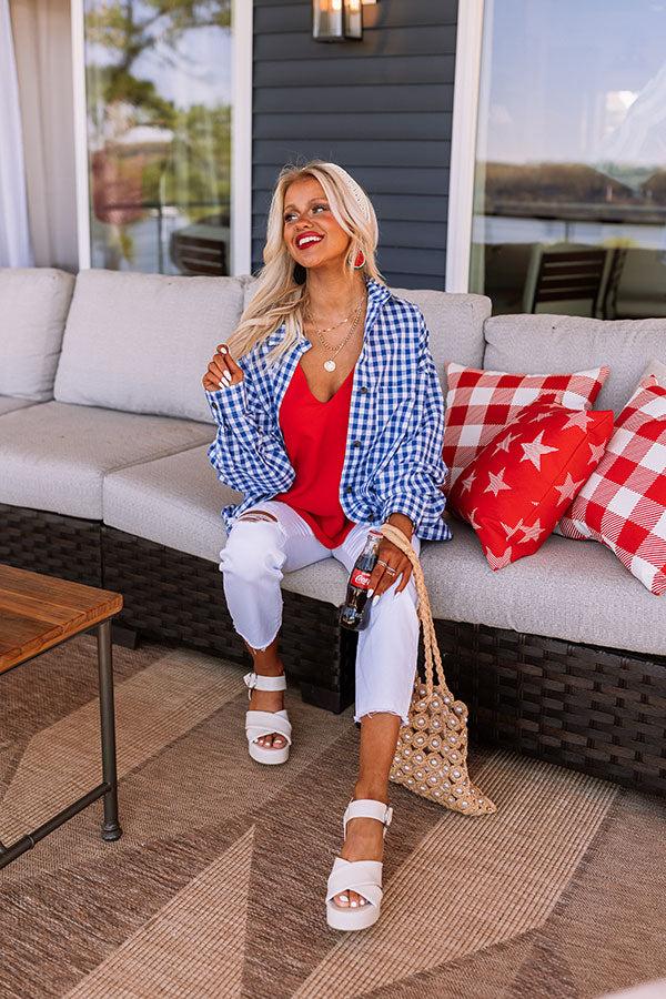 Blue Jean Dream Gingham Button Up Product Image