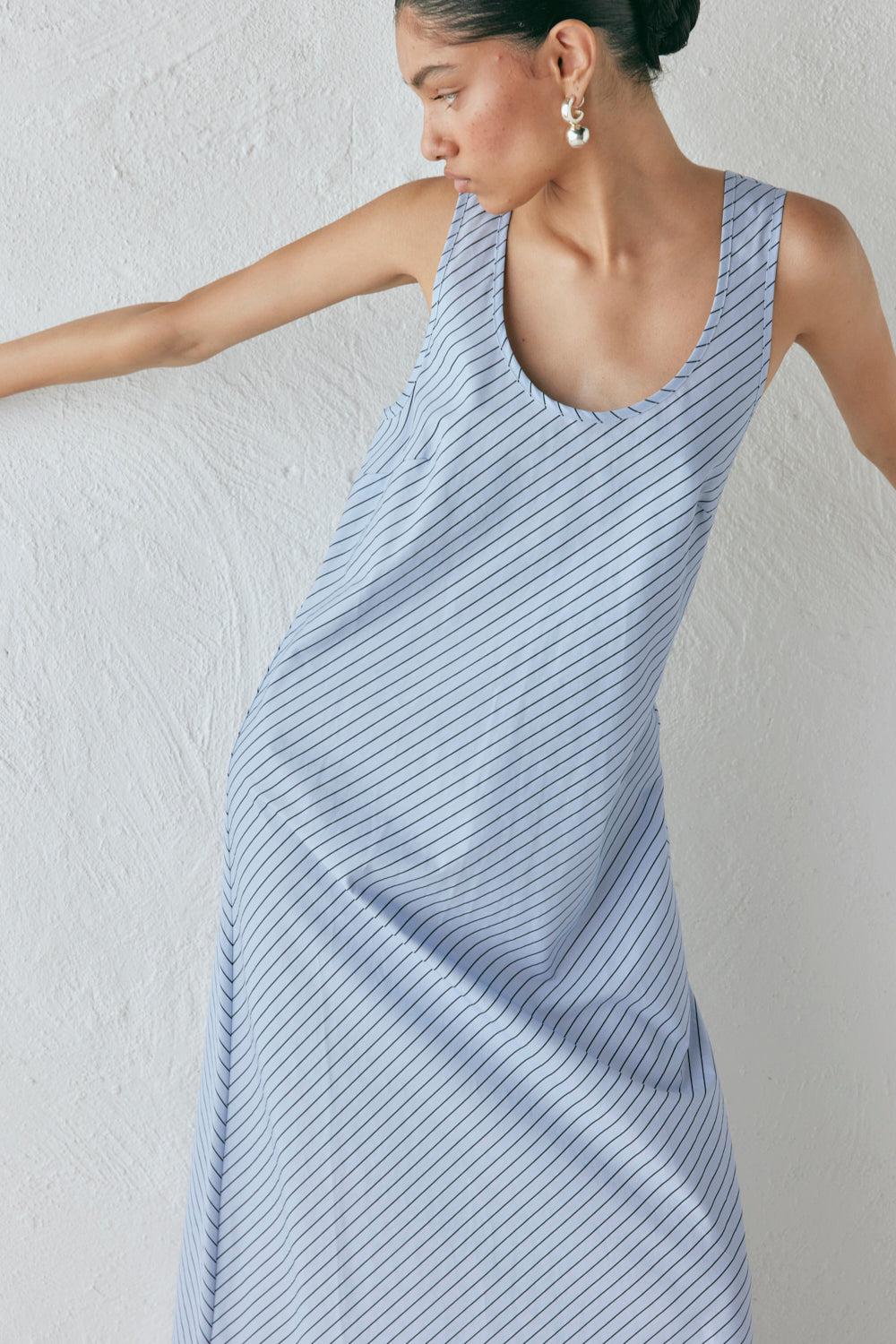 Kajal Maxi Dress Blue Stripe Product Image