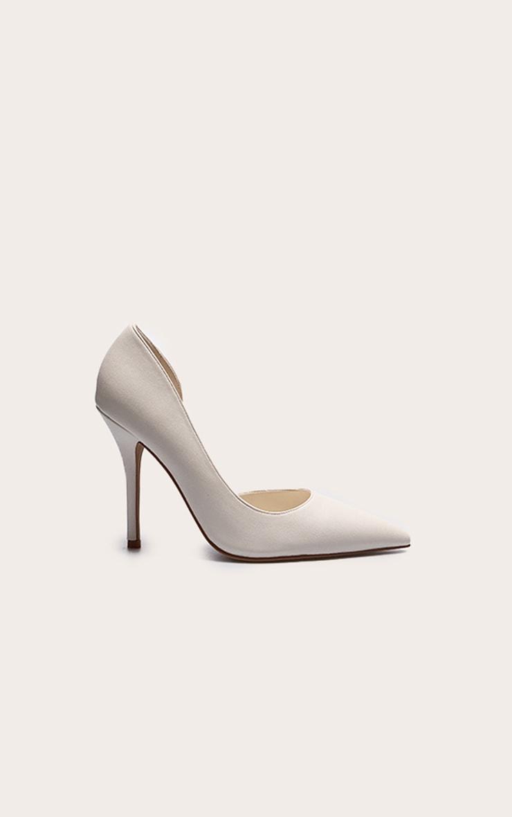 Cream Pu Point Toe Curve Cut Out High Heel Courts Product Image