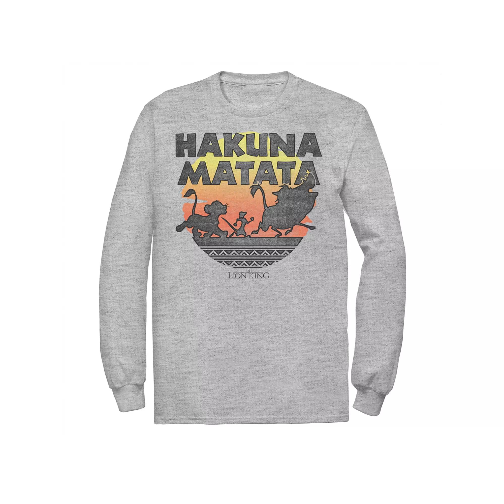 Disney's The Lion King Men's Hakuna Matata Sunset Silhouette Poster Tee, Size: Large, Athletic Grey Product Image