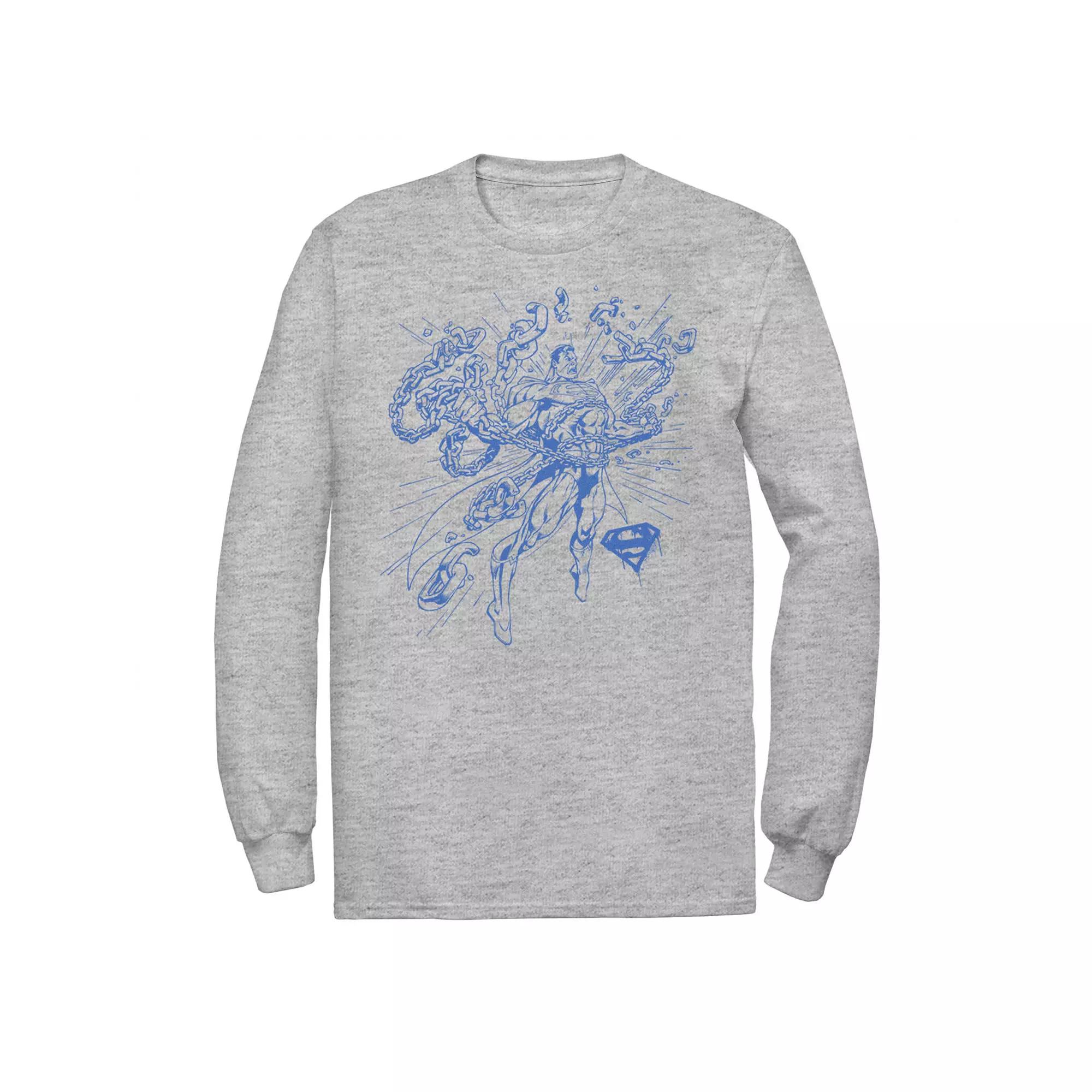Men's DC Comics Superman Break Chains Outlined Comic Poster Tee,  Product Image