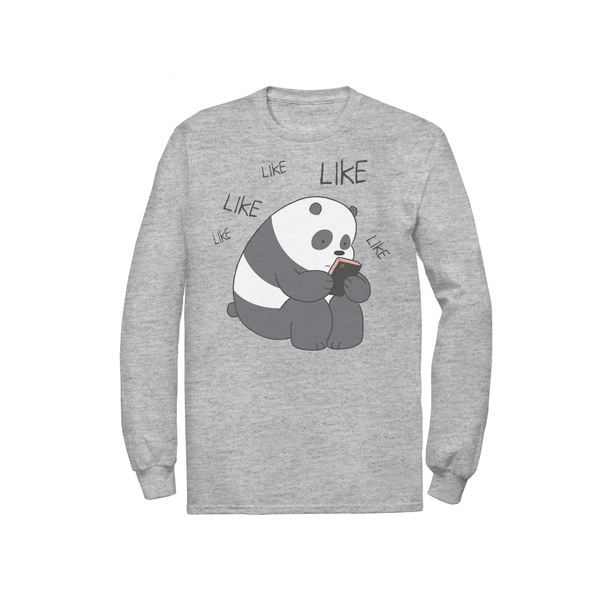 Men's Cartoon Network We Bare Bears Like Like Like Texting Long Sleeve Tee,  Product Image