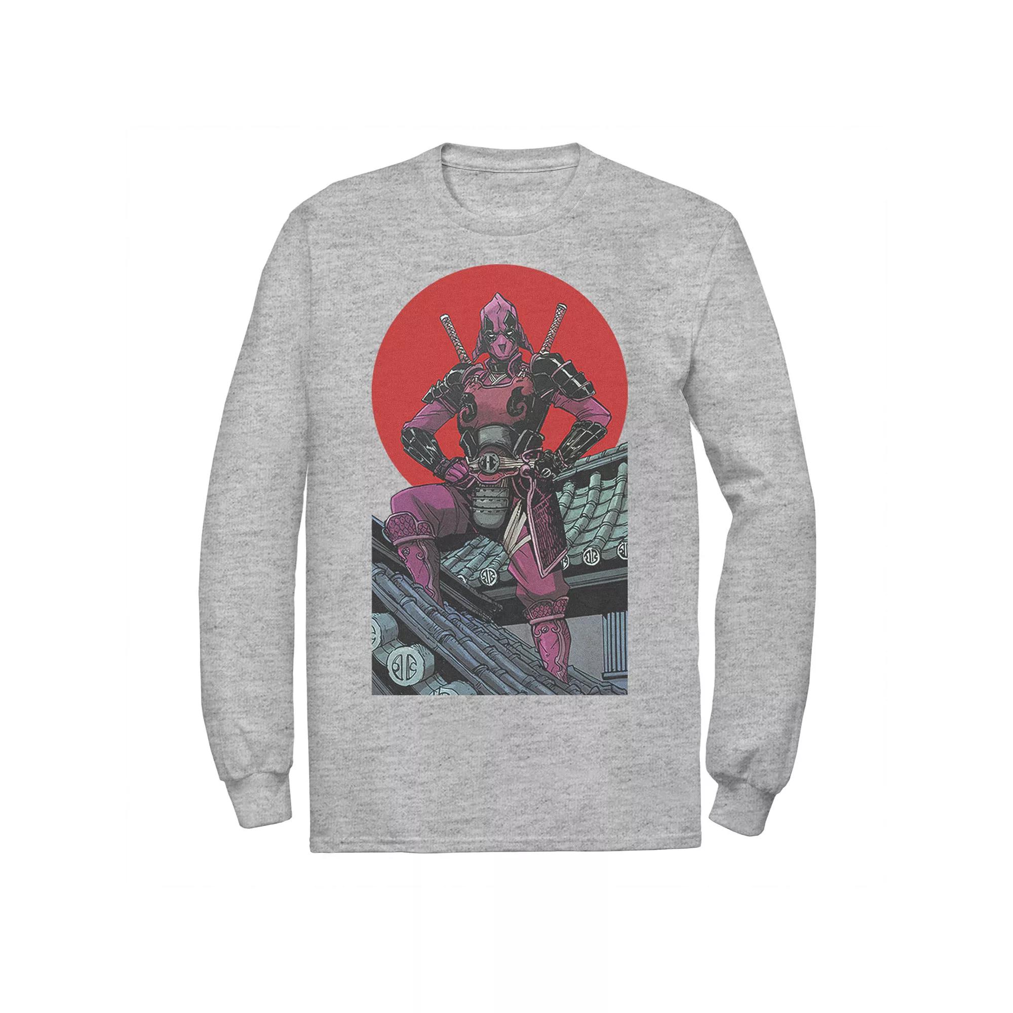 Men's Marvel Deadpool Samurai Warrior Pose Red Sun Tee,  Product Image