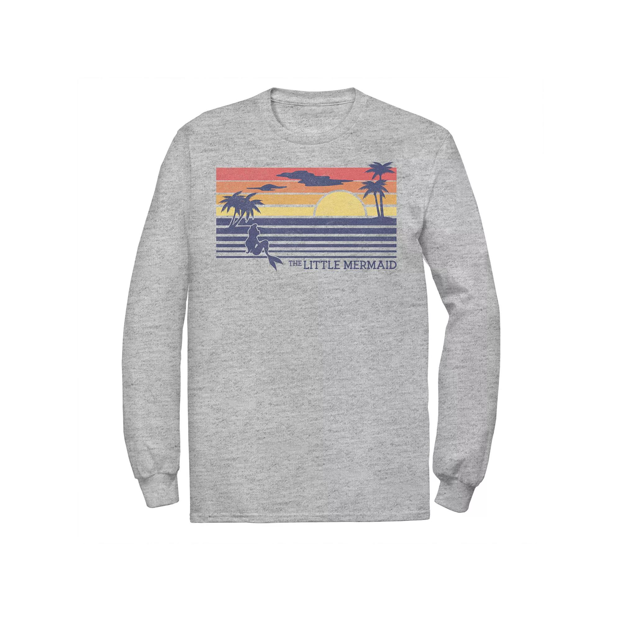 Disney's The Little Mermaid Men's Sunset Poster Style Long Sleeve Tee,  Product Image