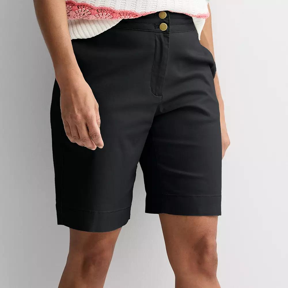 Women's Croft & Barrow® Chino Bermuda Shorts, Size: 14, Mineral Black Product Image