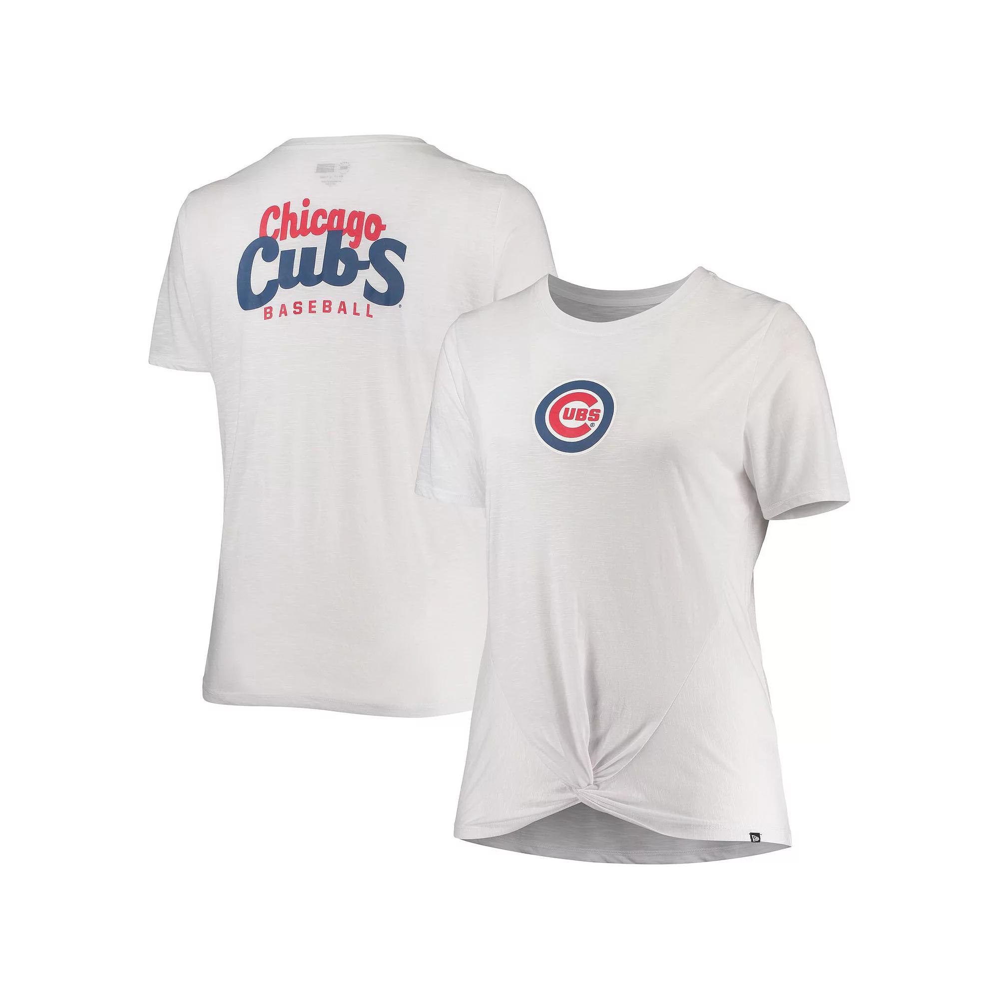 Women's New Era White Chicago Cubs Plus Size 2-Hit Front Knot T-Shirt, Size: 3XL Product Image