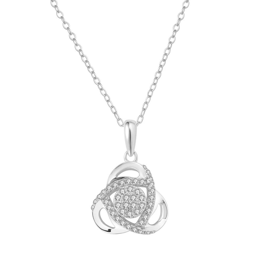 Sterling Silver 1/4 Carat T.W. Diamond Knot Pendant Necklace, Women's, Size: 18" Product Image