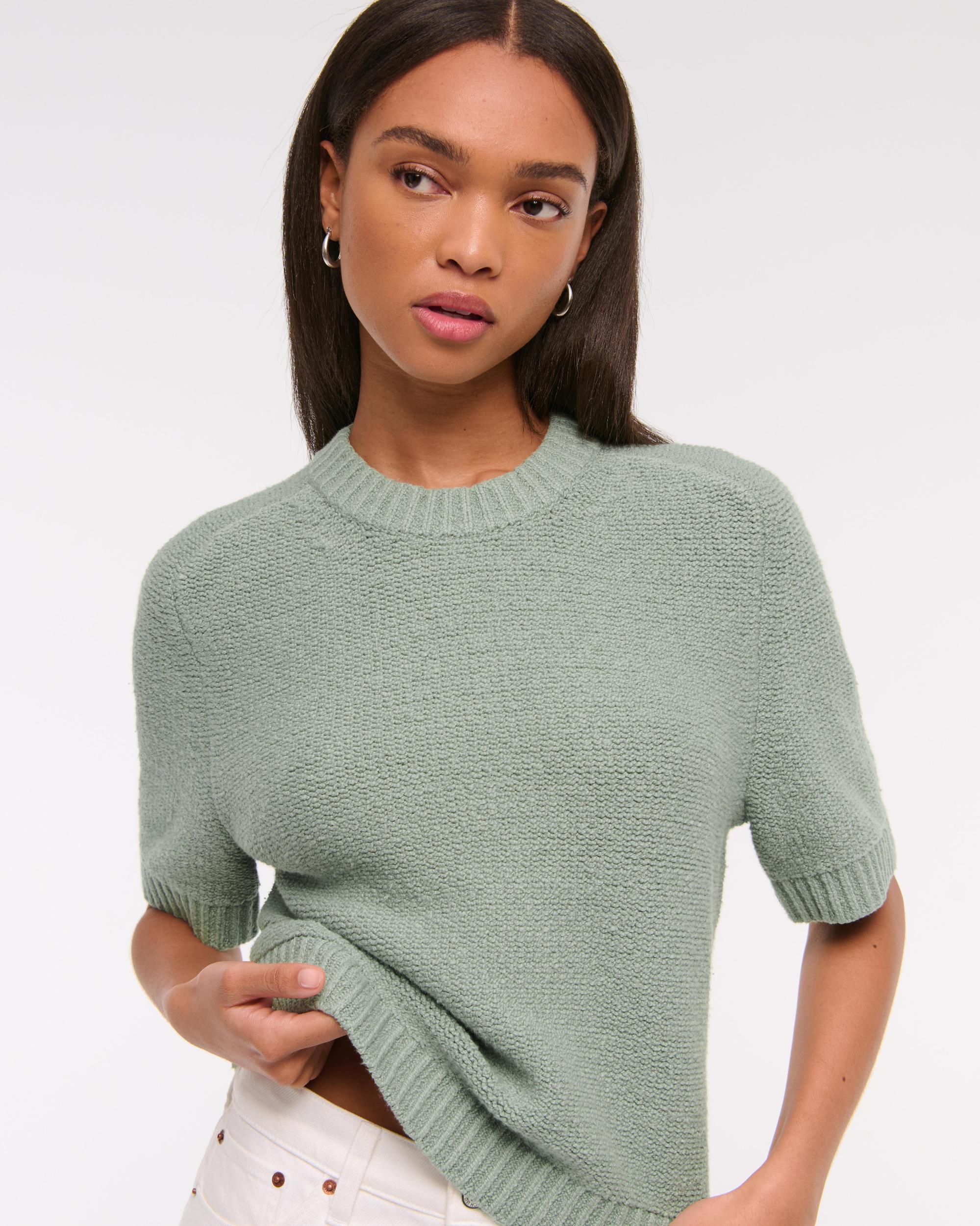 The A&F Madeline Textural Crew Sweater Tee Product Image