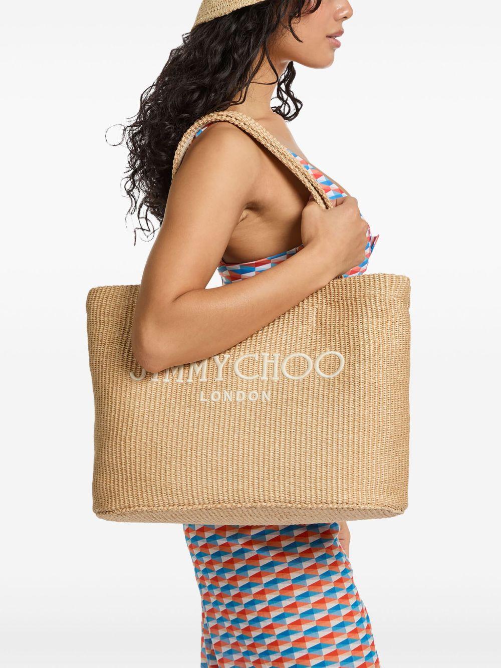 logo-embroidered raffia beach bag Product Image