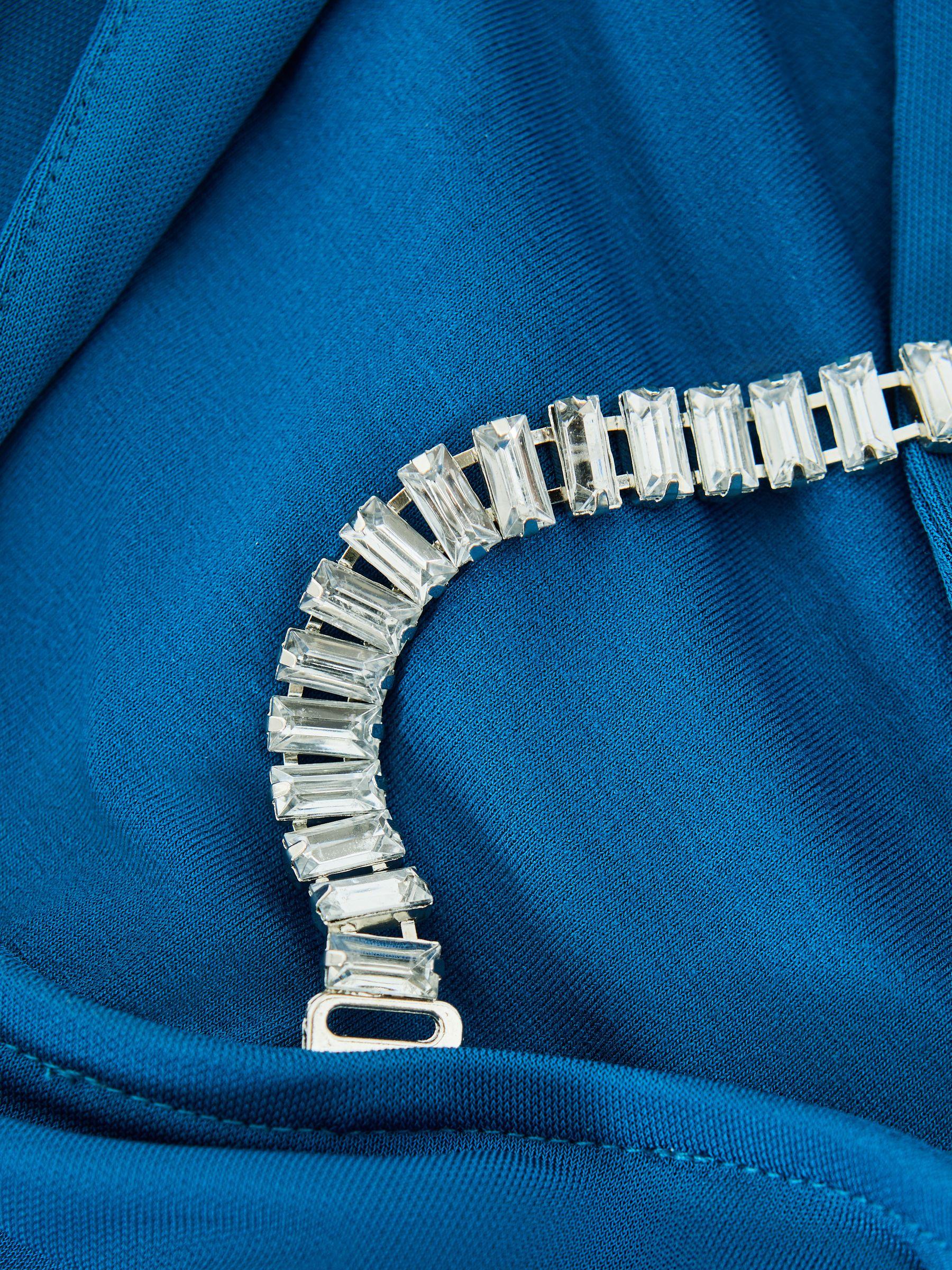 Embellished Chain Bodycon Mini Dress in Teal Product Image