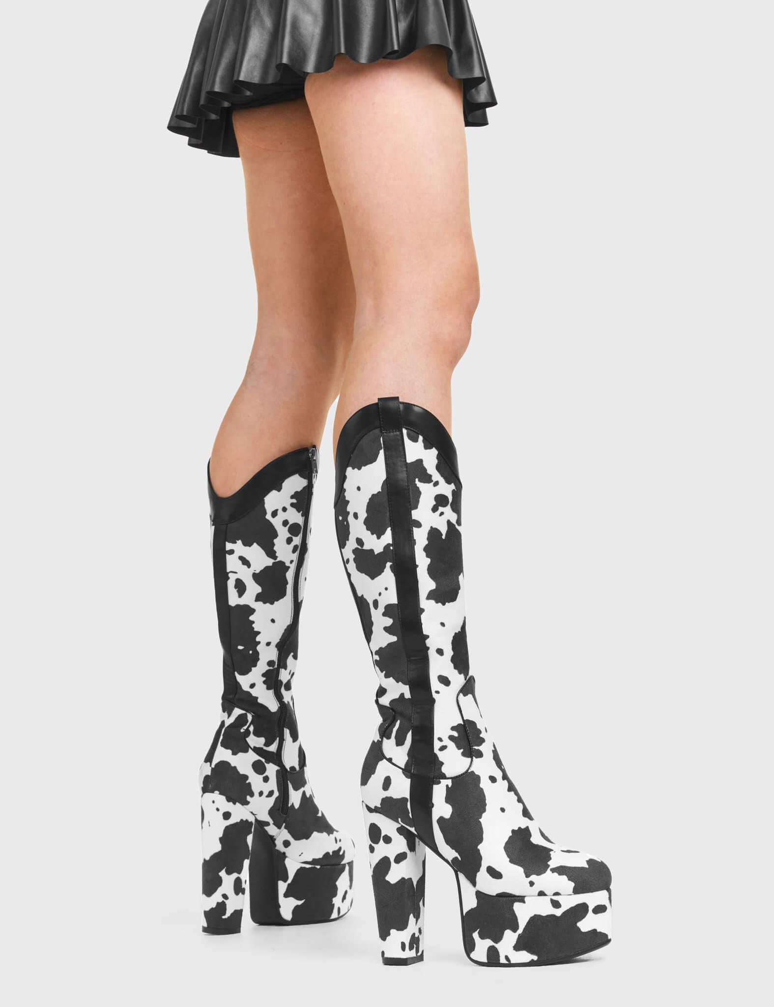 Cowgirl Platform Knee High Boots Product Image