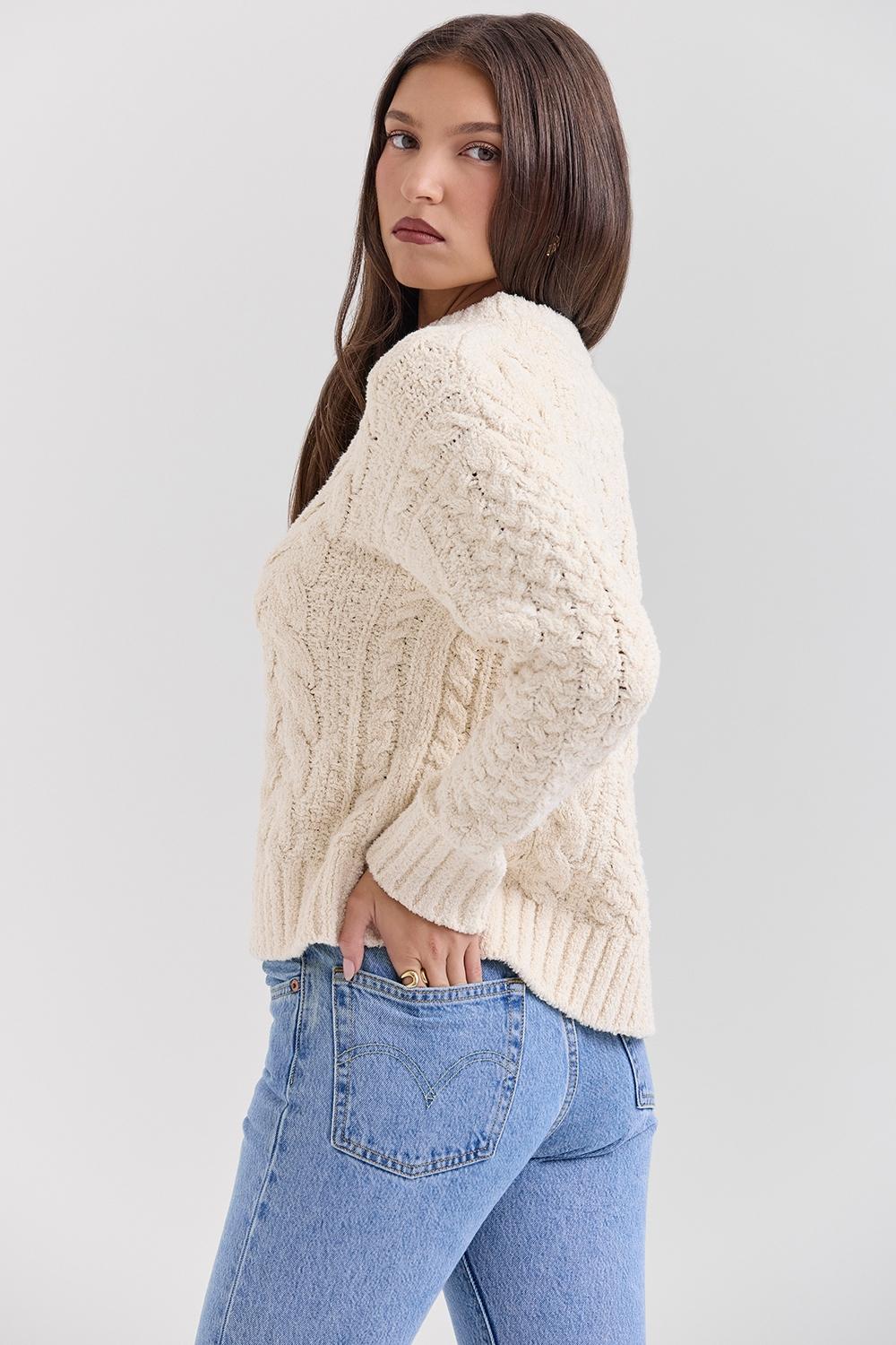 Jasper  cream chunky cable knit sweater - sale Product Image