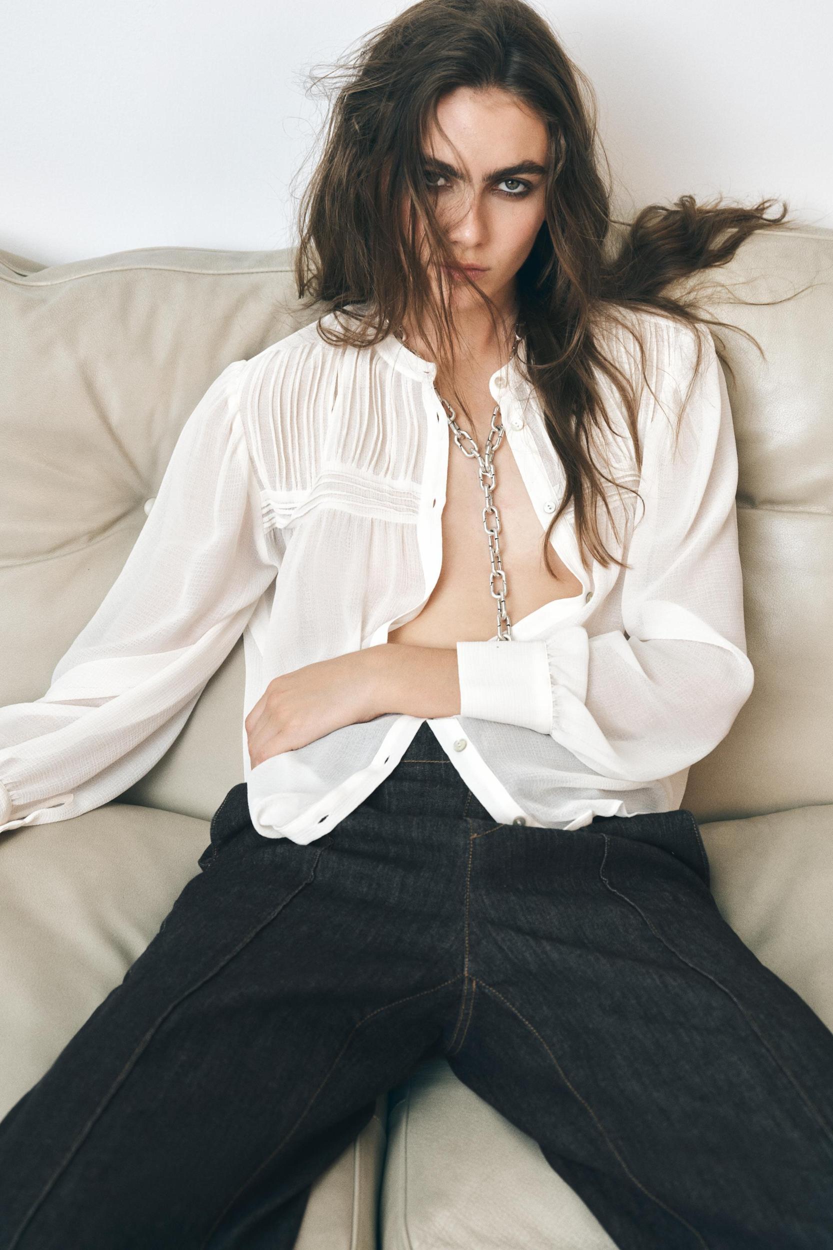 SEMI-SHEER PINTUCK SHIRT Product Image