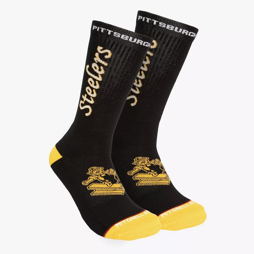 Men's Mitchell & Ness Black Pittsburgh Steelers Throwback Kick Off Crew Socks, Size: Small/Medium Product Image