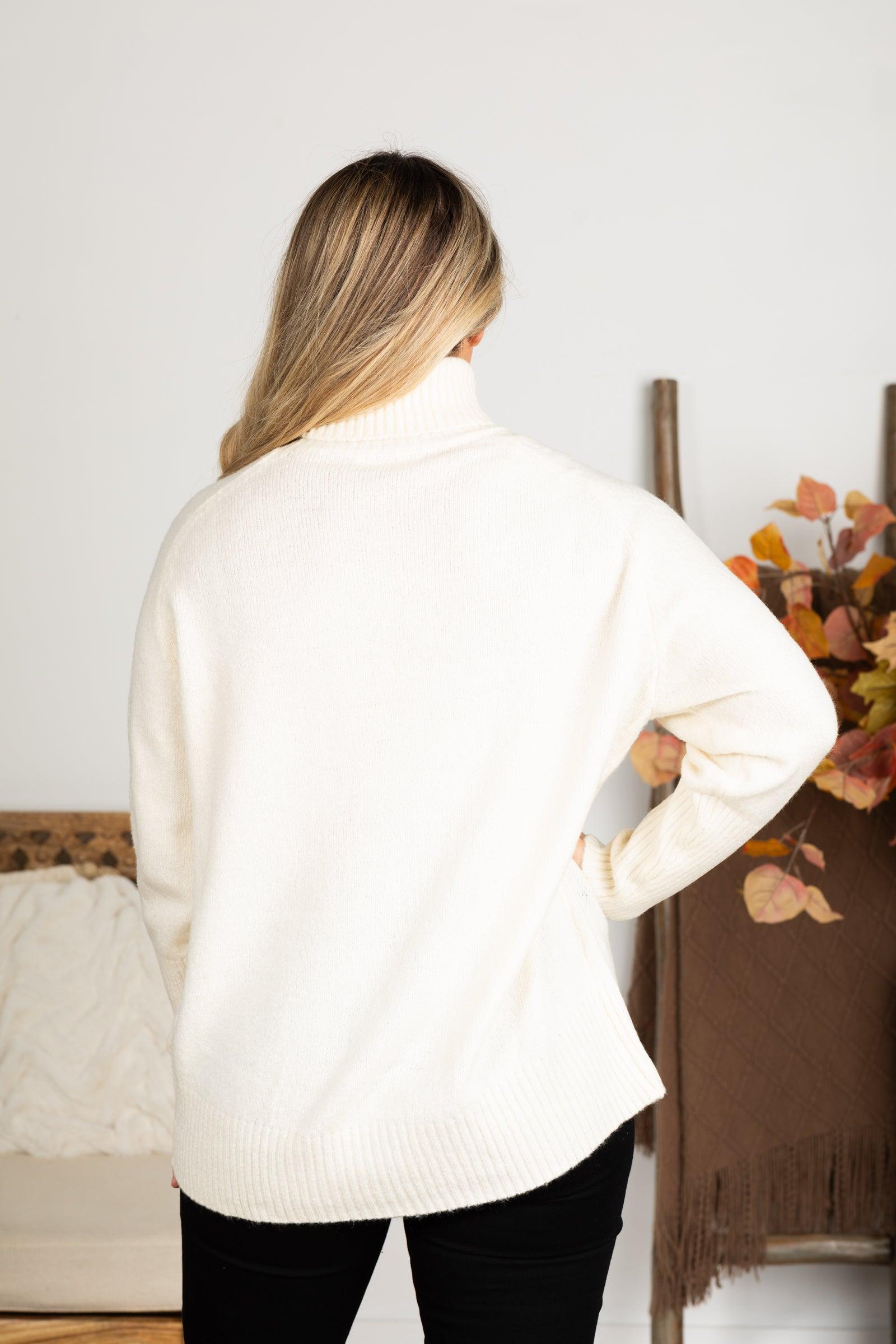 Turtleneck Long Sleeve High-Low Sweater Product Image
