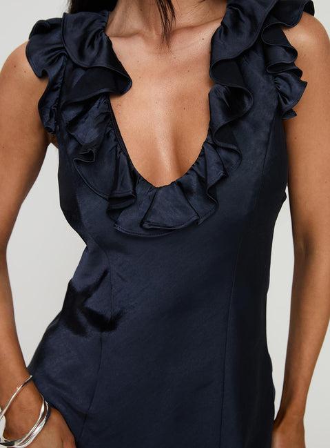 Butacup Frill Mini Dress Navy Product Image