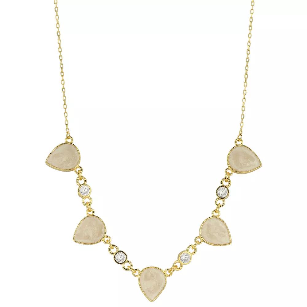 Sunkissed Sterling Cubic Zirconia & Mother-of-Pearl Necklace, Women's, Size: 17", Gold Tone Product Image