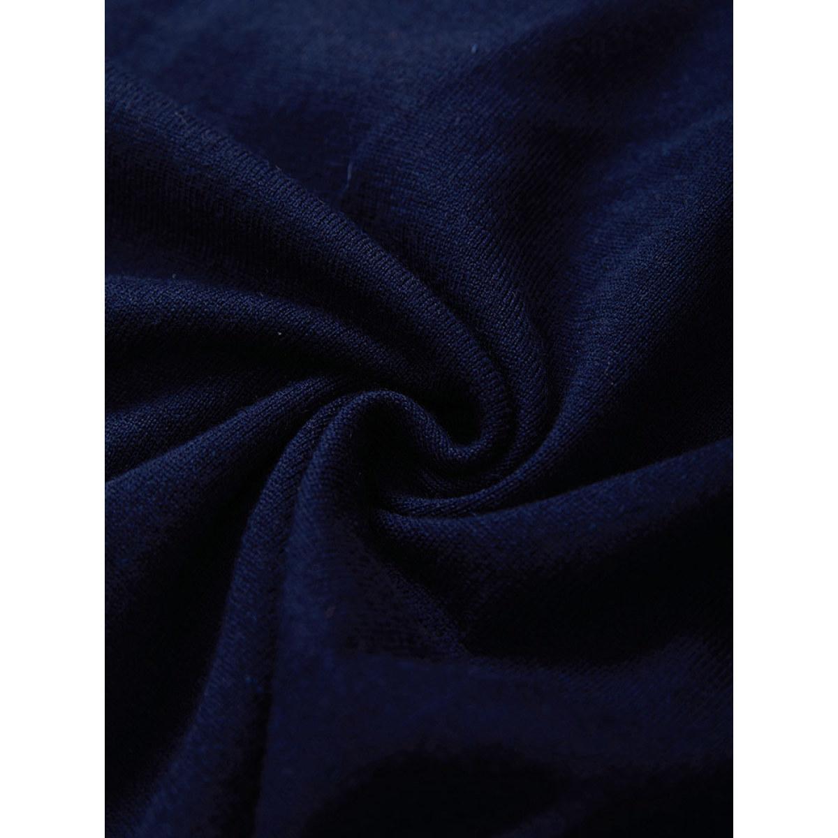 Plus Size Supersoft Essentials Cut Out Patchwork Pullover DarkBlue Women Casual Loose Long Sleeve Round Neck Dailywear Pullovers BloomChic 26/4X Product Image