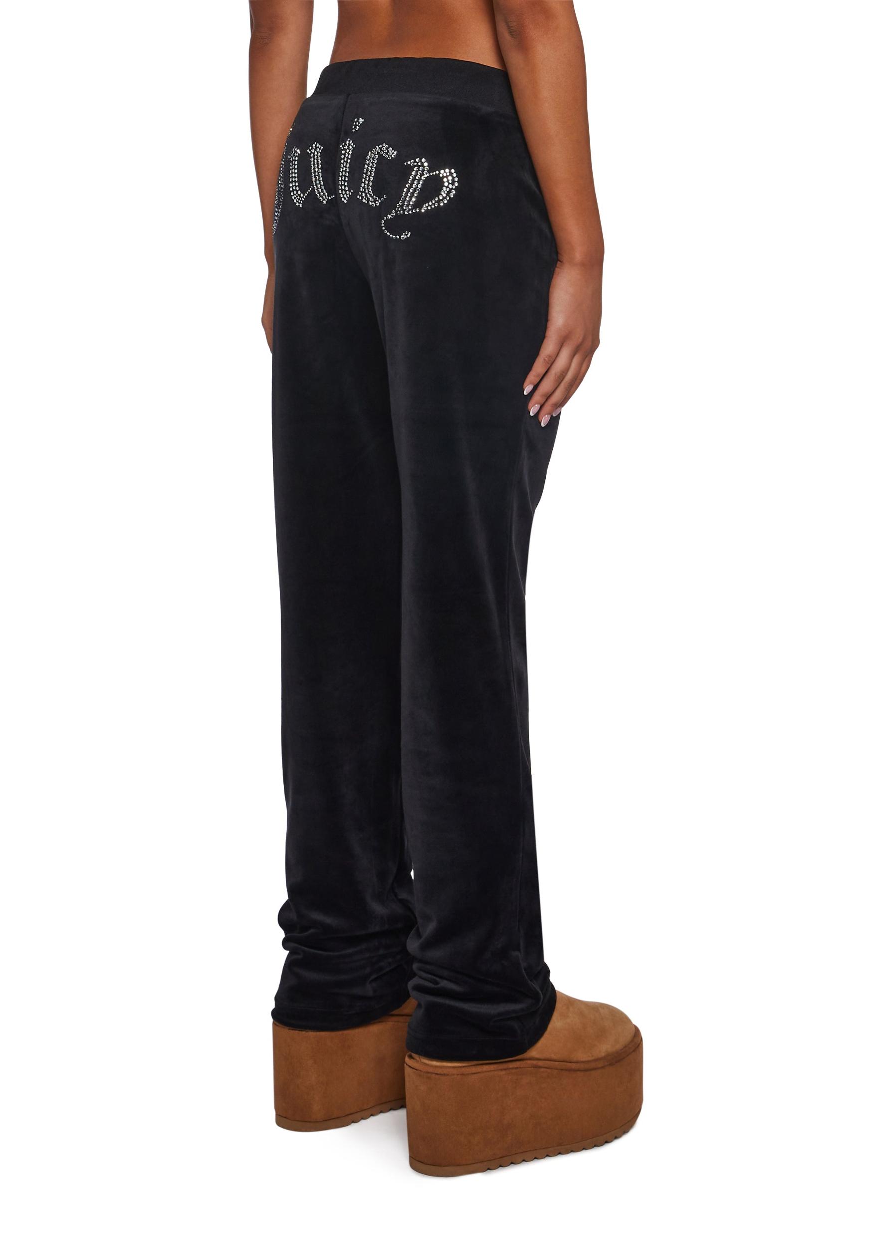 Juicy Couture OG Big Bling Velour Rhinestone Hoodie - Black Product Image